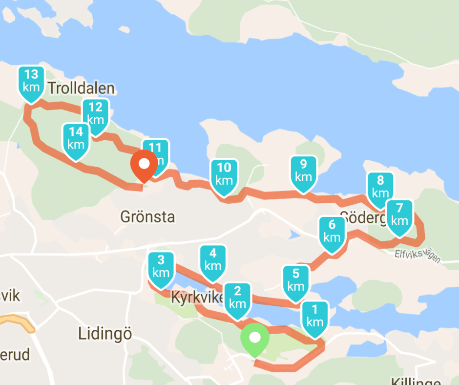 Lidingöloppet is a train run in the Stockholm archipelago with a distance of 30 km. You can also enroll for shorter distances. I ran the 15 km.
