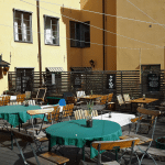 Grillska Huset on Stortorget in Stockholm has a sunny terrace at the back of the restaurant.