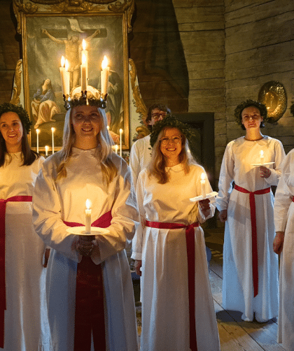 For an authentic Sankta Lucia experience, go to Skansen in Stockholm and attend a Lucia concert.