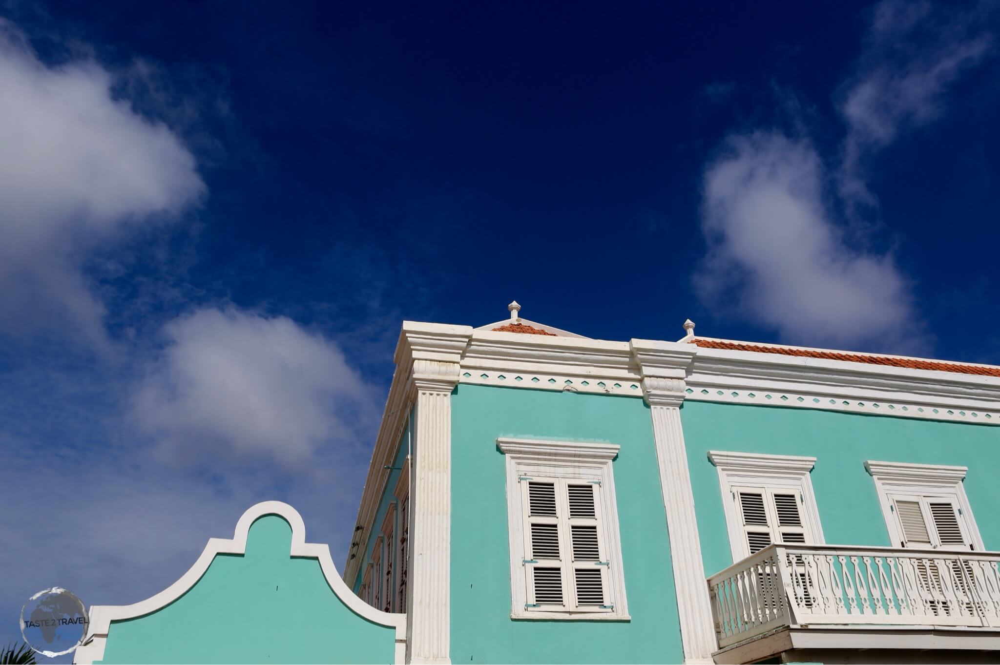 Bonaire Travel Guide: Dutch-style buildings in downtown Kralendijk, the capital of Bonaire.