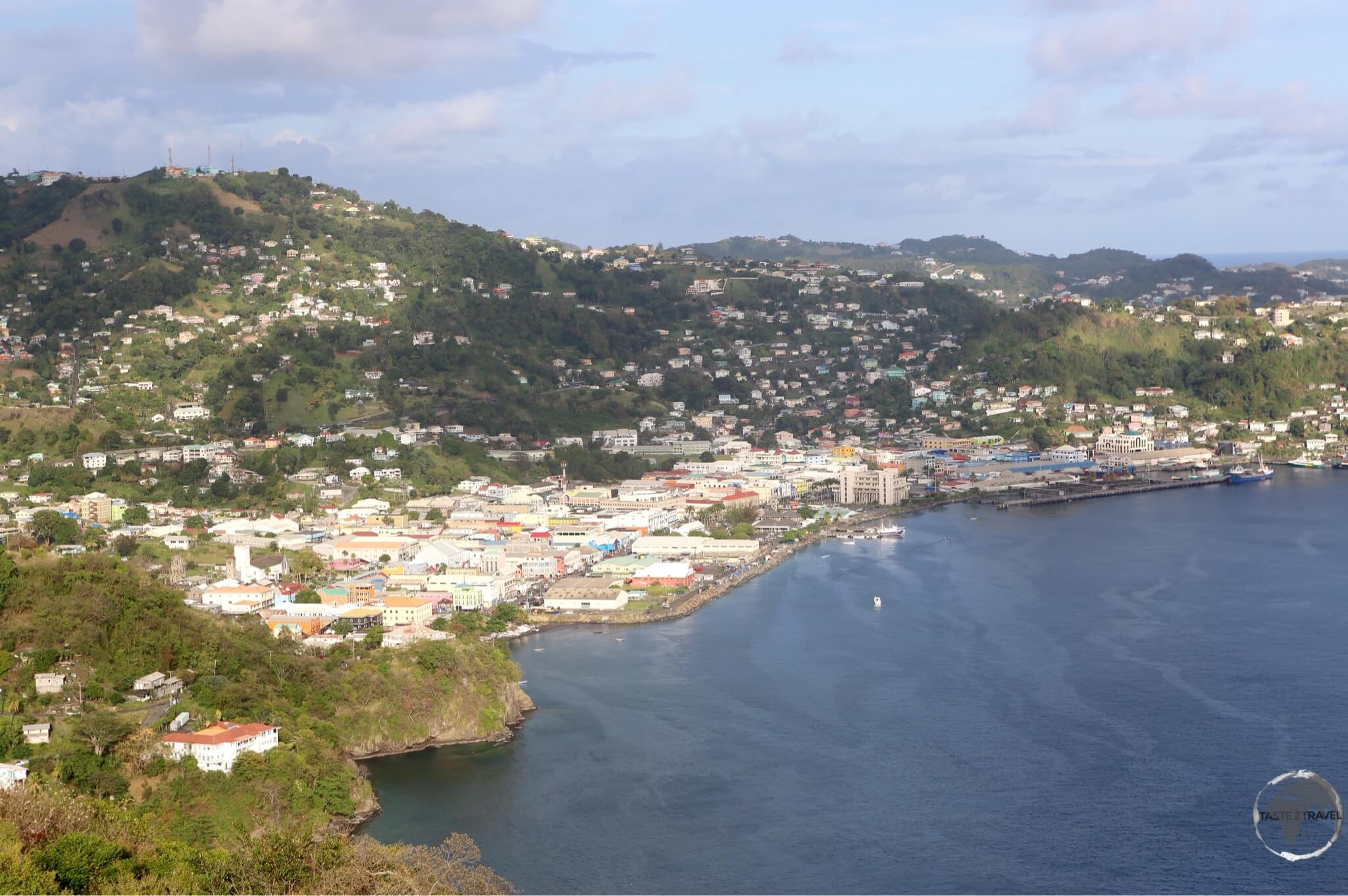 View of Kingstown, the capital of St. Vincent and the Grenadines, from Fort Charlotte.