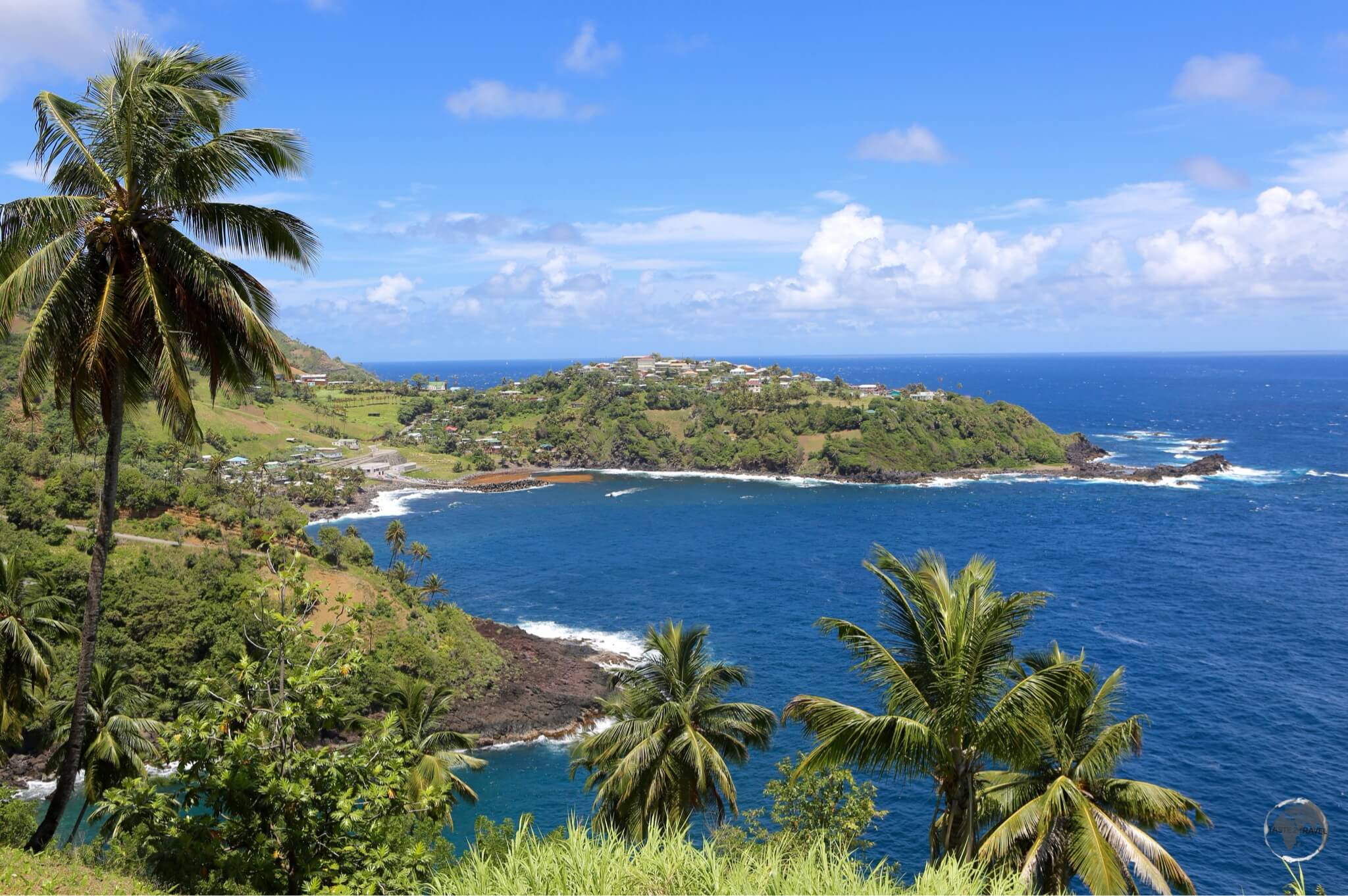 A view of the hilly north-east coast of St. Vincent island.