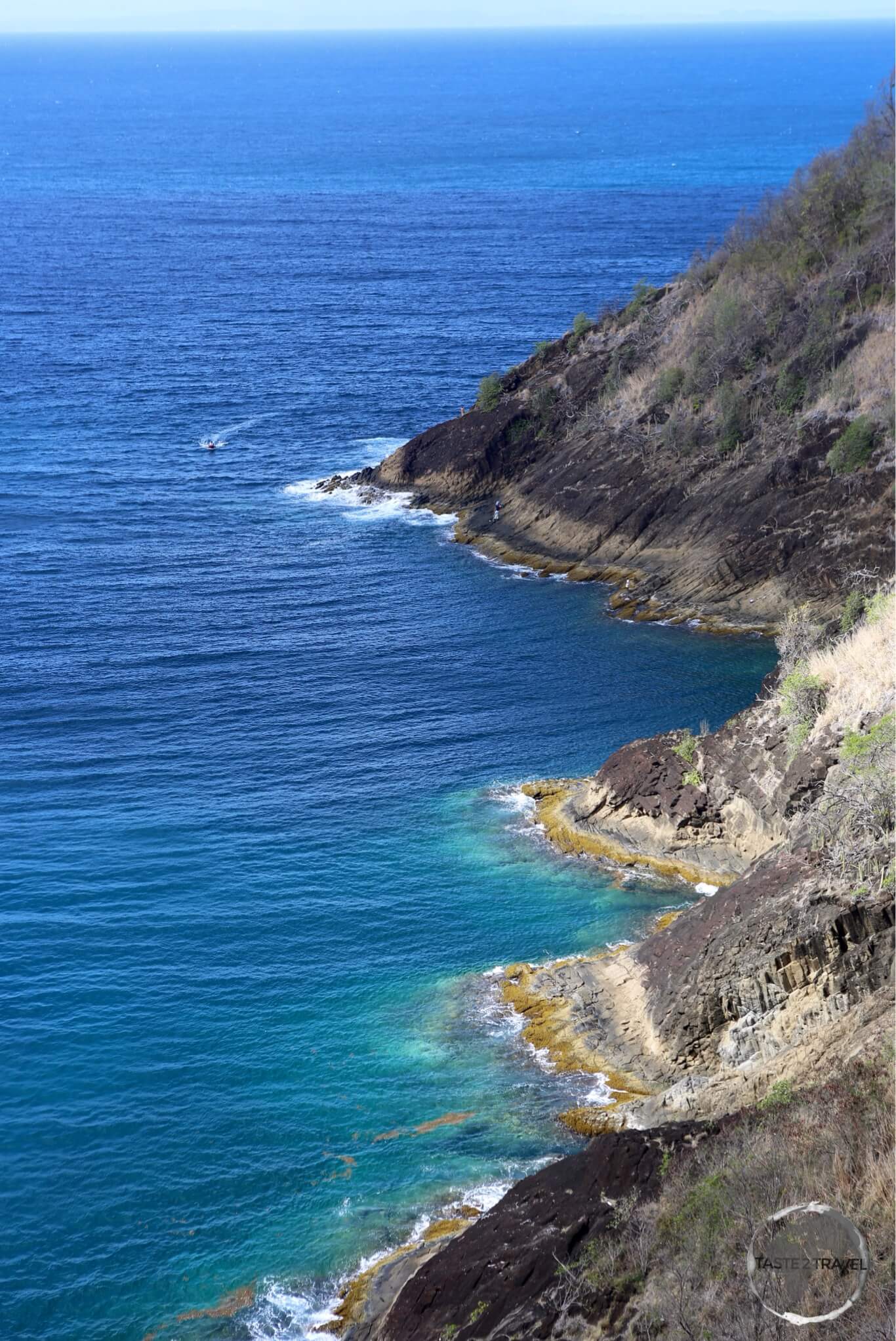 View of the north coast of St. Lucia from Fort Rodney.