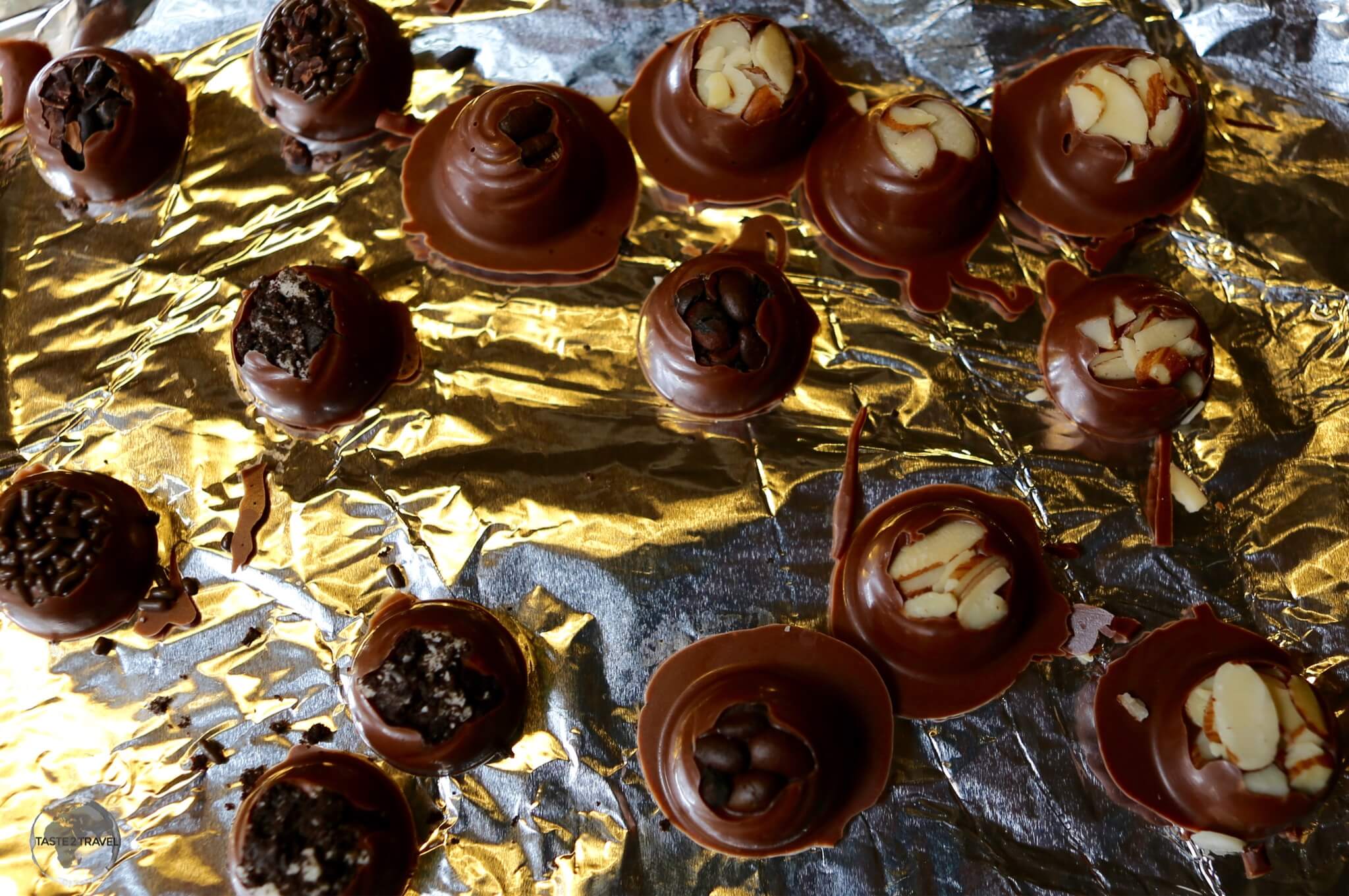 Chocolates which I made during my workshop at the Choco museo in Santo Domingo.