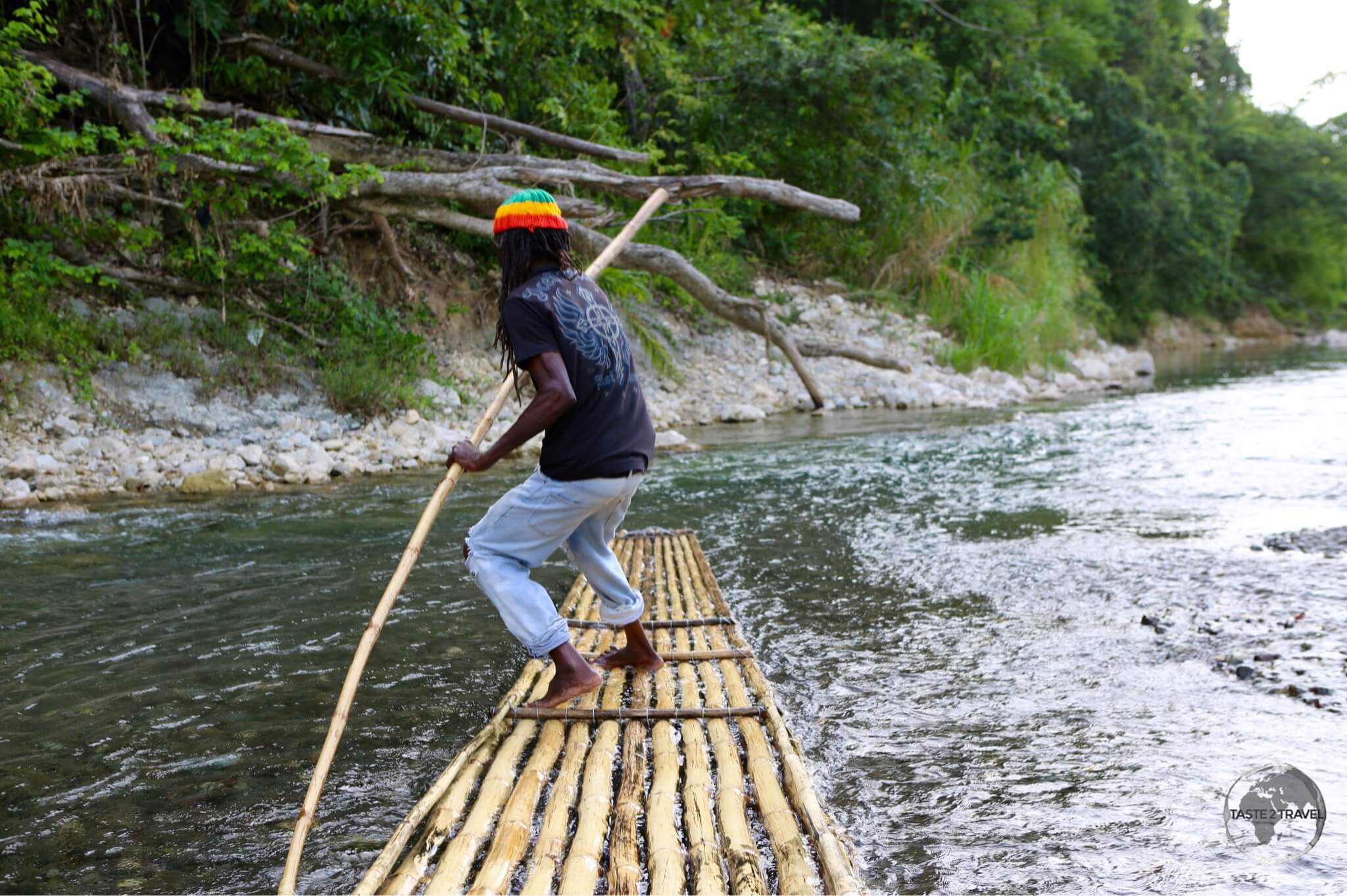 My Rasta guide, negotiating the swift waters of the Rio Grande.