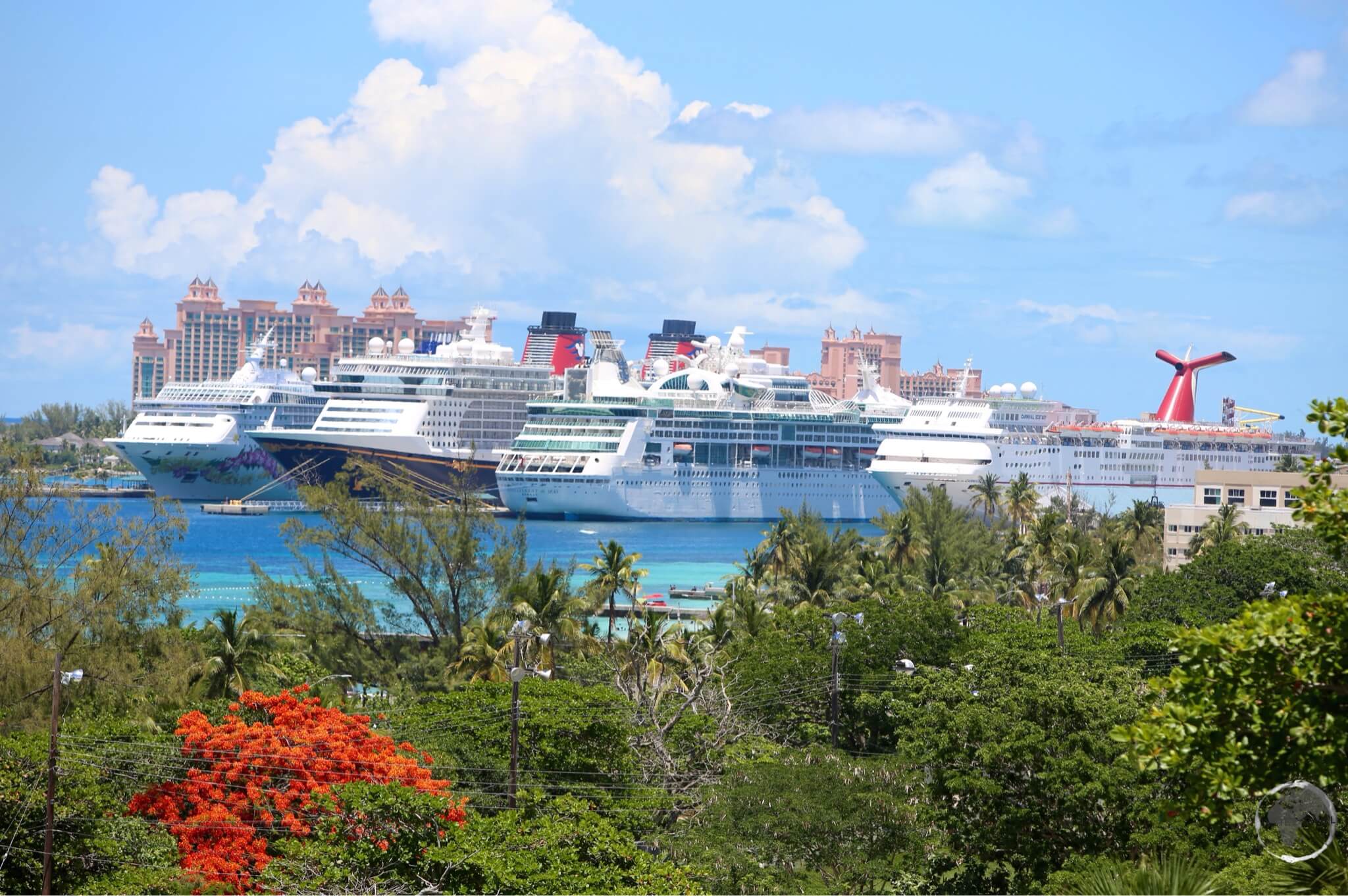 Cruise ships in Nassau harbour.