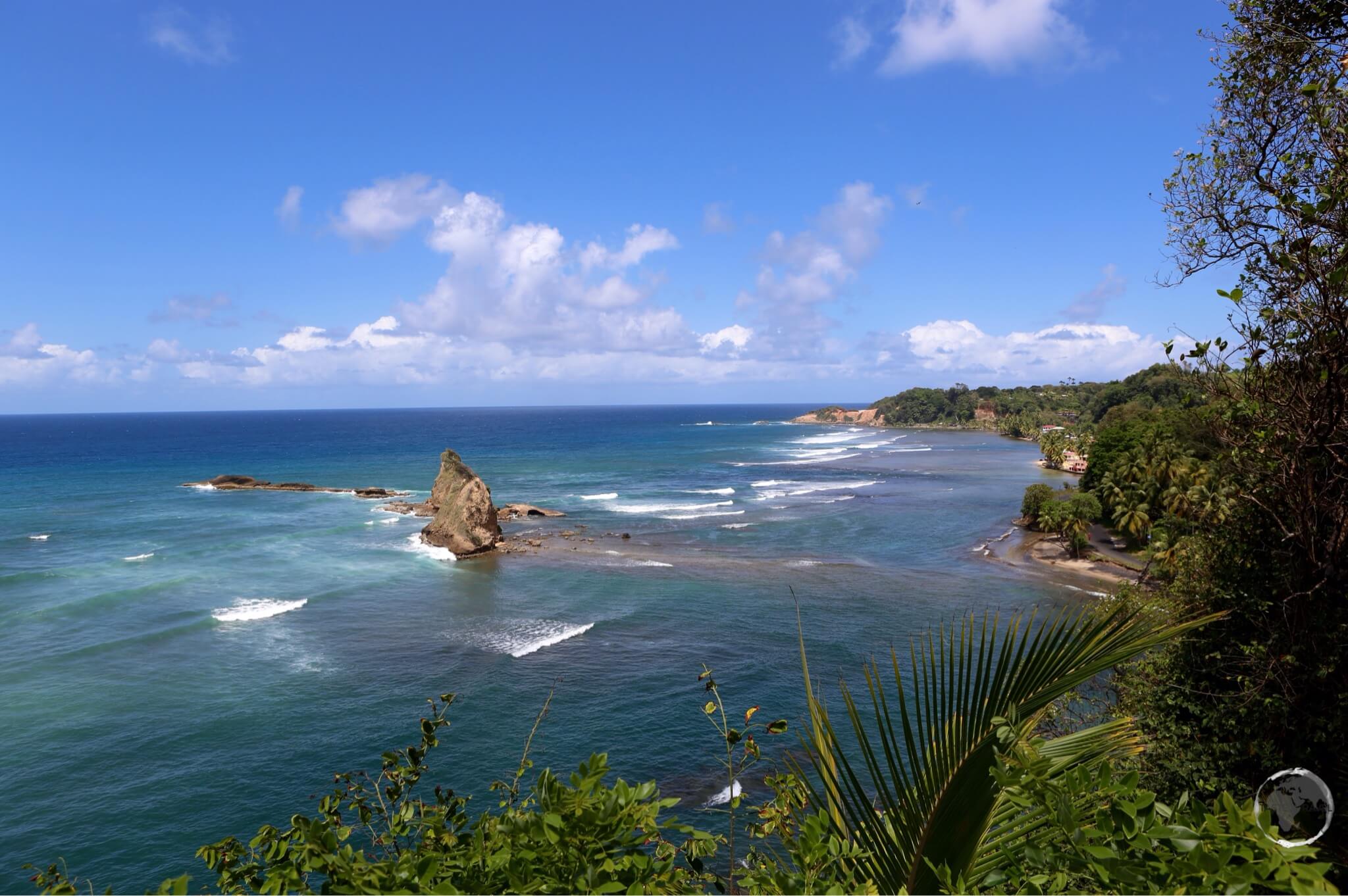 A panoramic view of the east coast of Dominica, north of Calibishe.