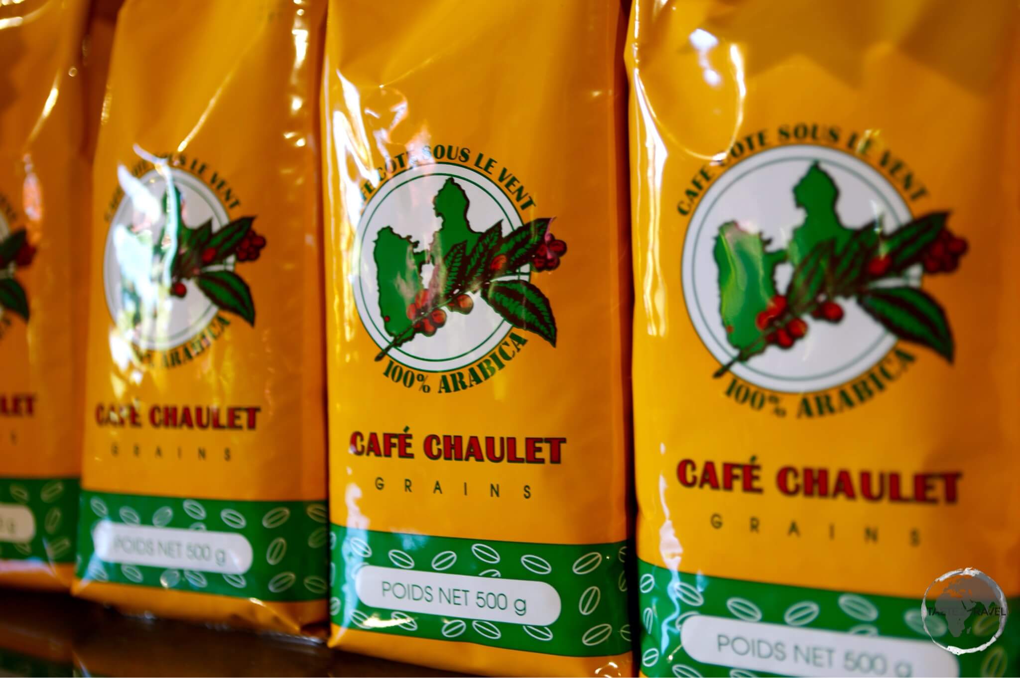 Coffee beans for sale at Cafe Chaulet, Basse-Terre. 