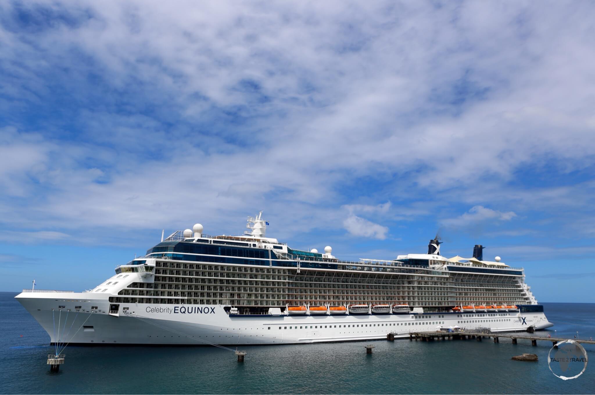 A cruise ship docked at Roseau.