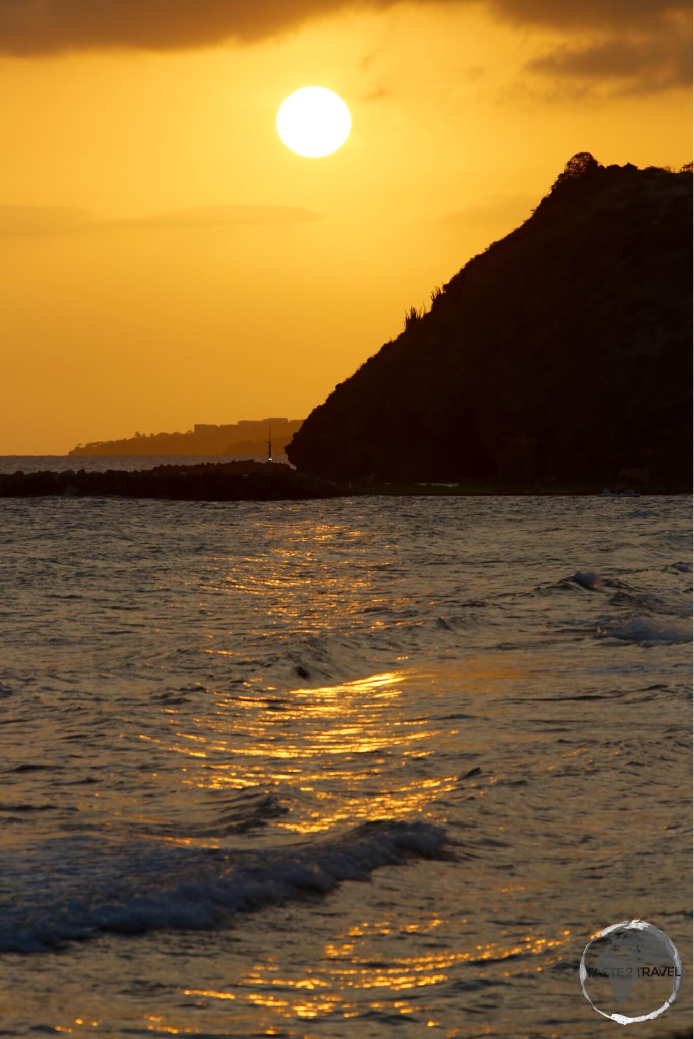 A golden sunset, South Friars beach on St. Kitts.