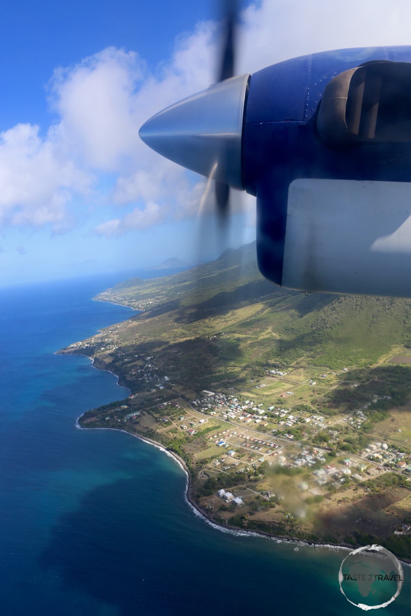 View of the north coast of St. Kitts from my Winair flight to St. Martin.