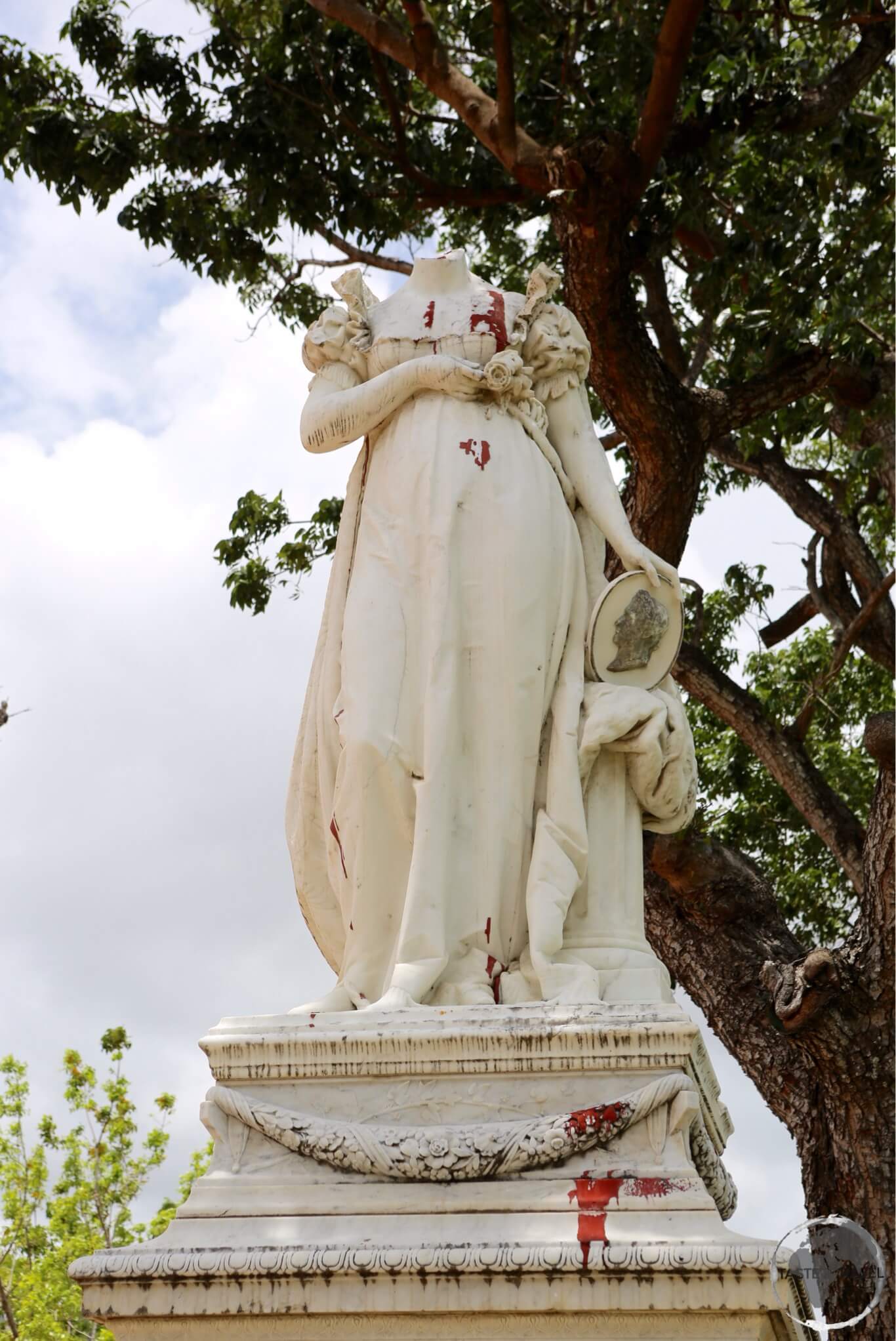 A vandalised statue of Martinique-born Empress Josephine, the wife of Napoleon Bonaparte