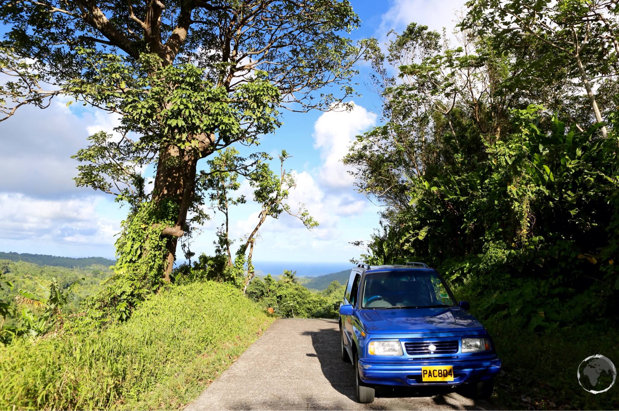 My rental car on Grenada, where a 4WD is recommended to handle the rough roads on Grenada.