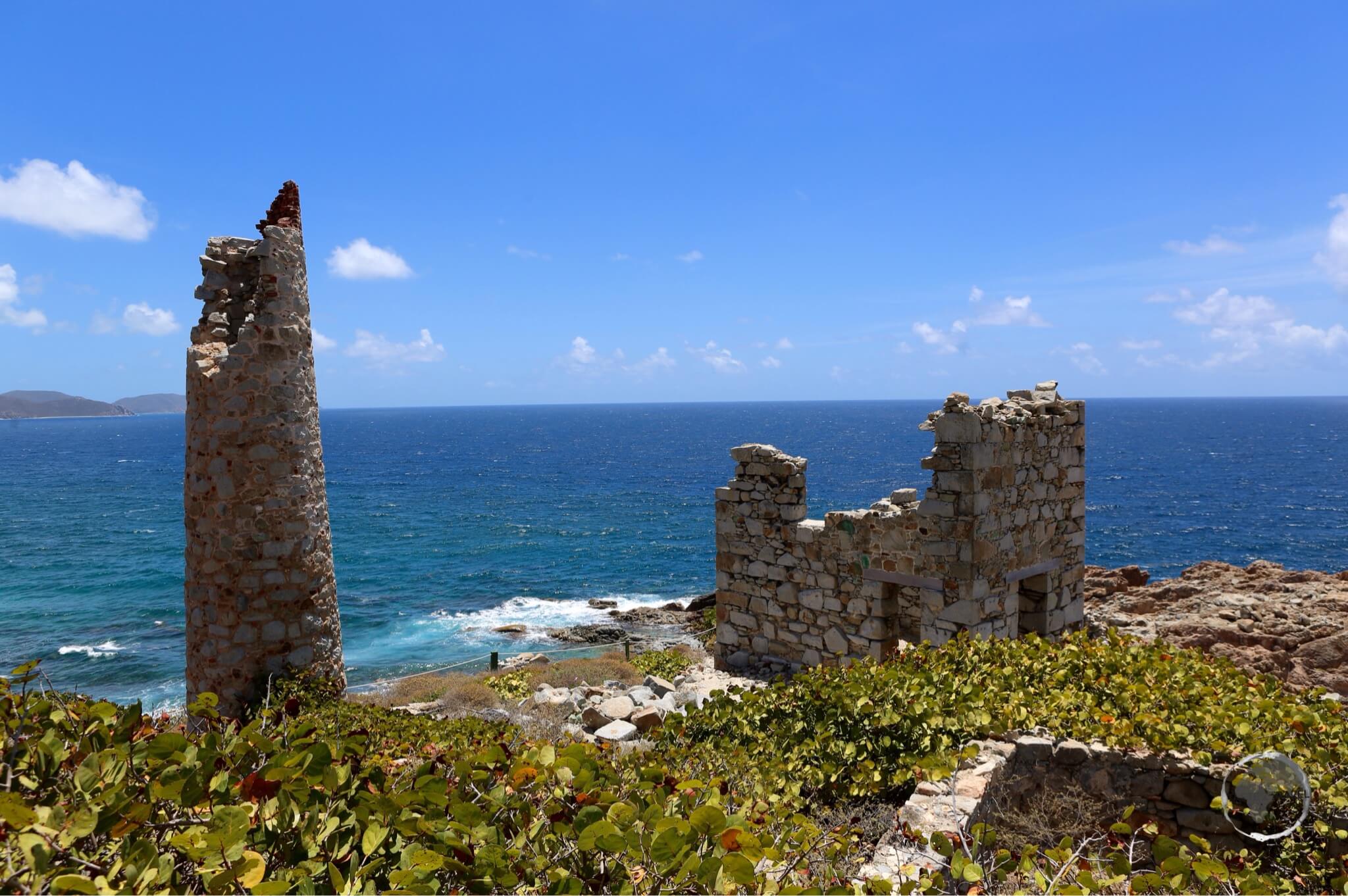 British Virgin Islands Travel Guide: Ruins from a former copper mine in the Copper Mine National Park, Virgin Gorda, BVI. 