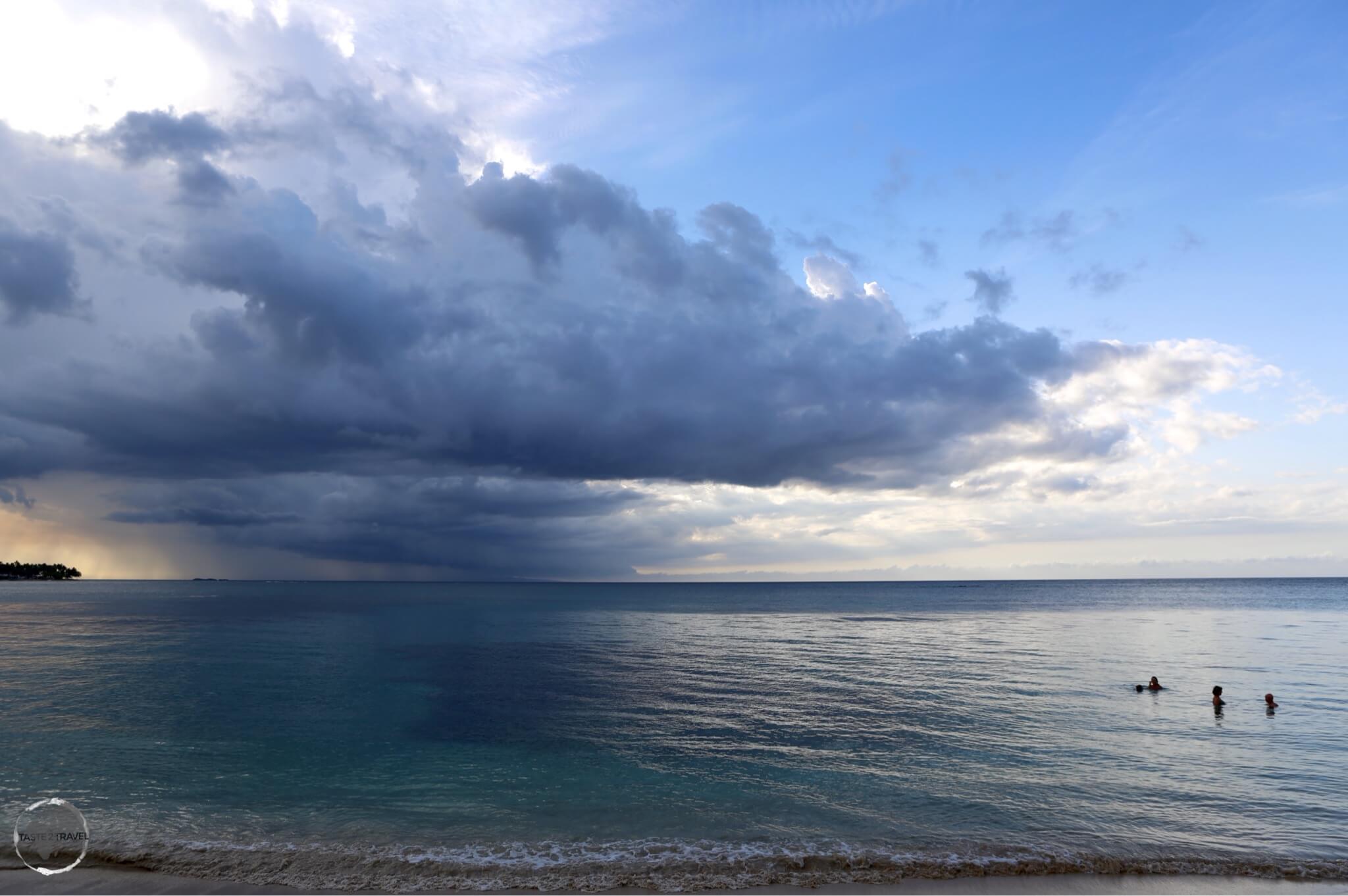 A storm approaches Las Terrenas beach.