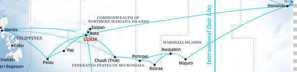 United Airlines' Micronesia routes, formerly operated by Continental Micronesia.