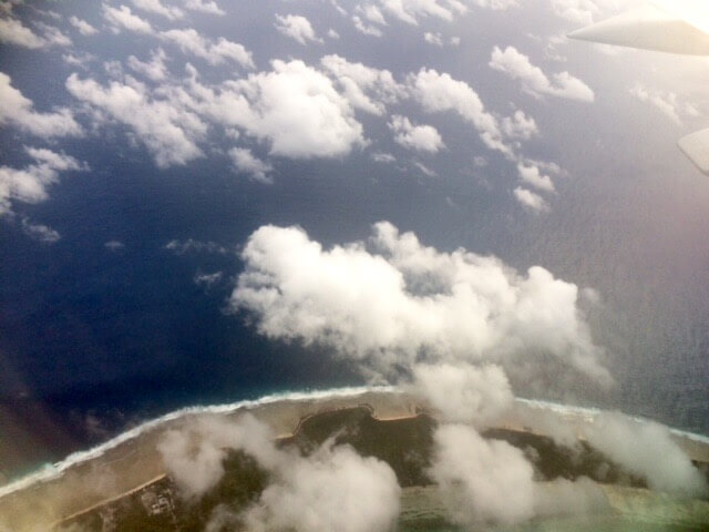 View of Majuro from my Nauru Airlines flight to Kiribati.