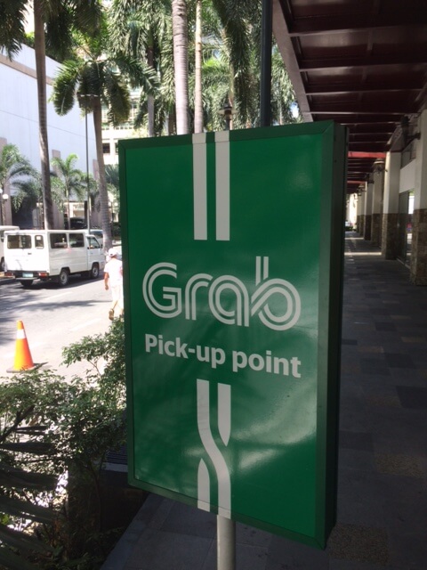 Grab Pick-up Point at NAIA in Manila.