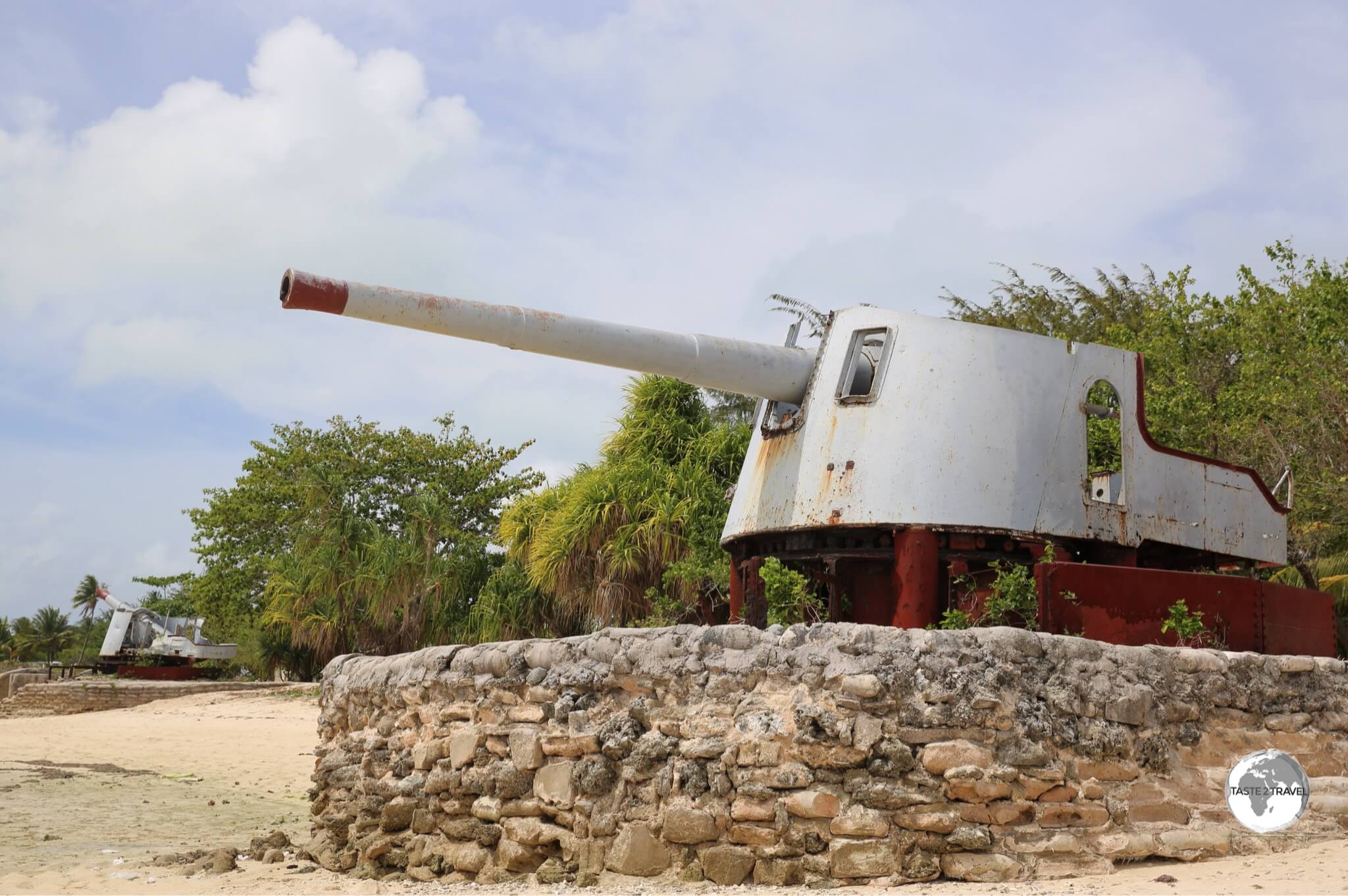 Japanese WWII ruins on the beach at Betio Island.