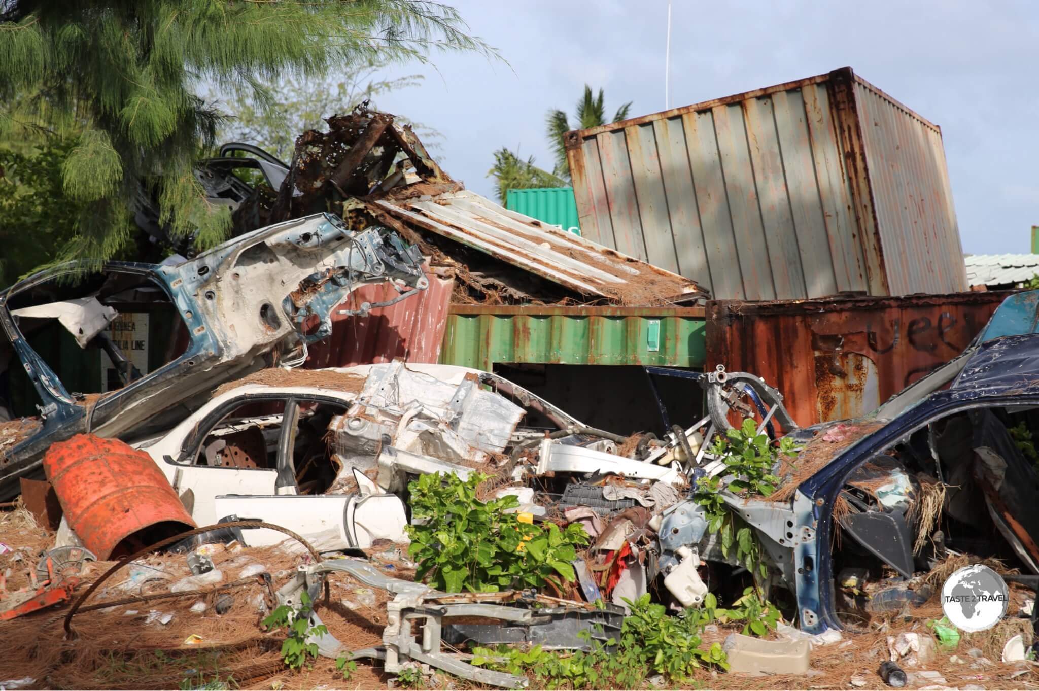 Rubbish removal is a problem on a remote Pacific atoll. 