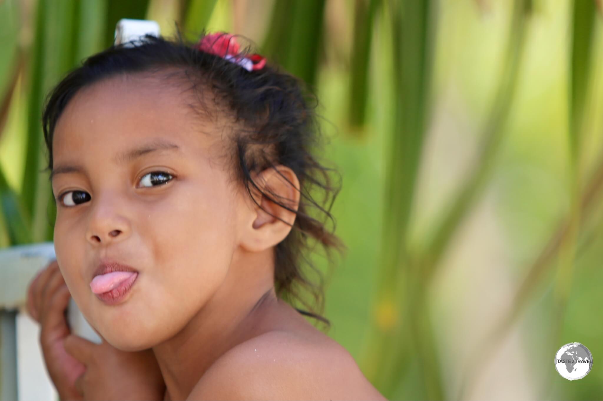 The kids on Kiribati love posing for the camera.