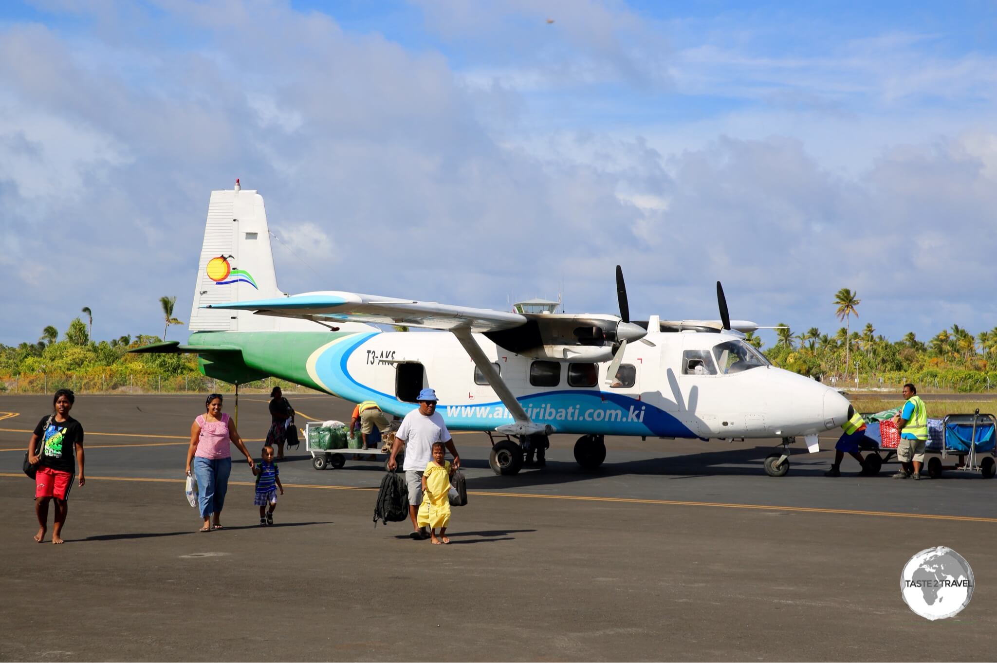 An Air Kiribati inter-island flight arriving at Bonriki Airport.