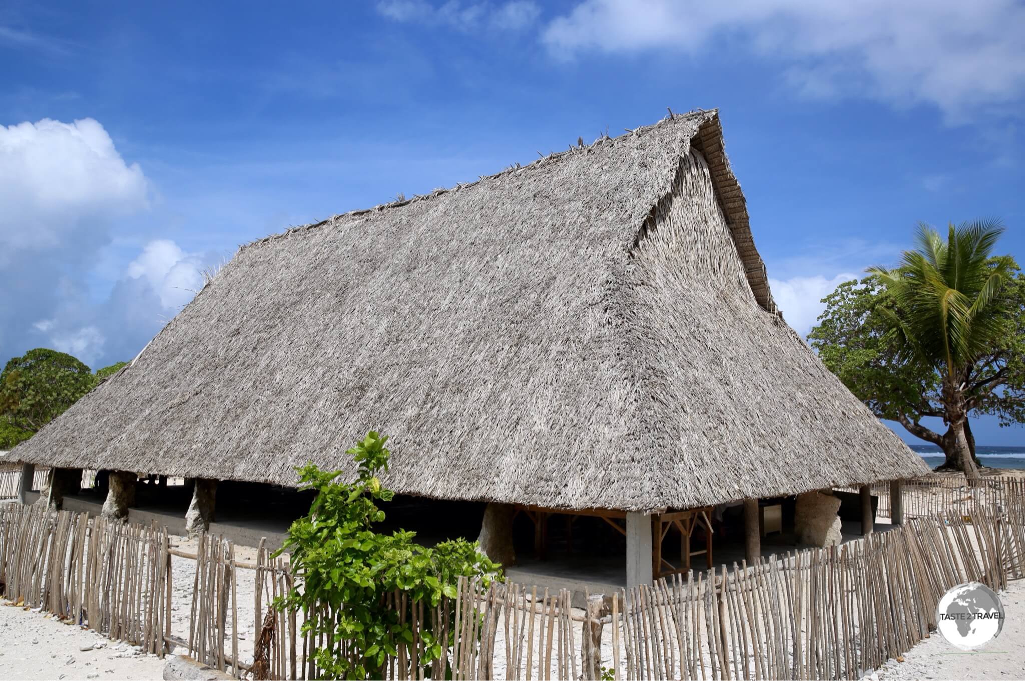 A traditional Maneaba (meeting house) in Bonriki village.