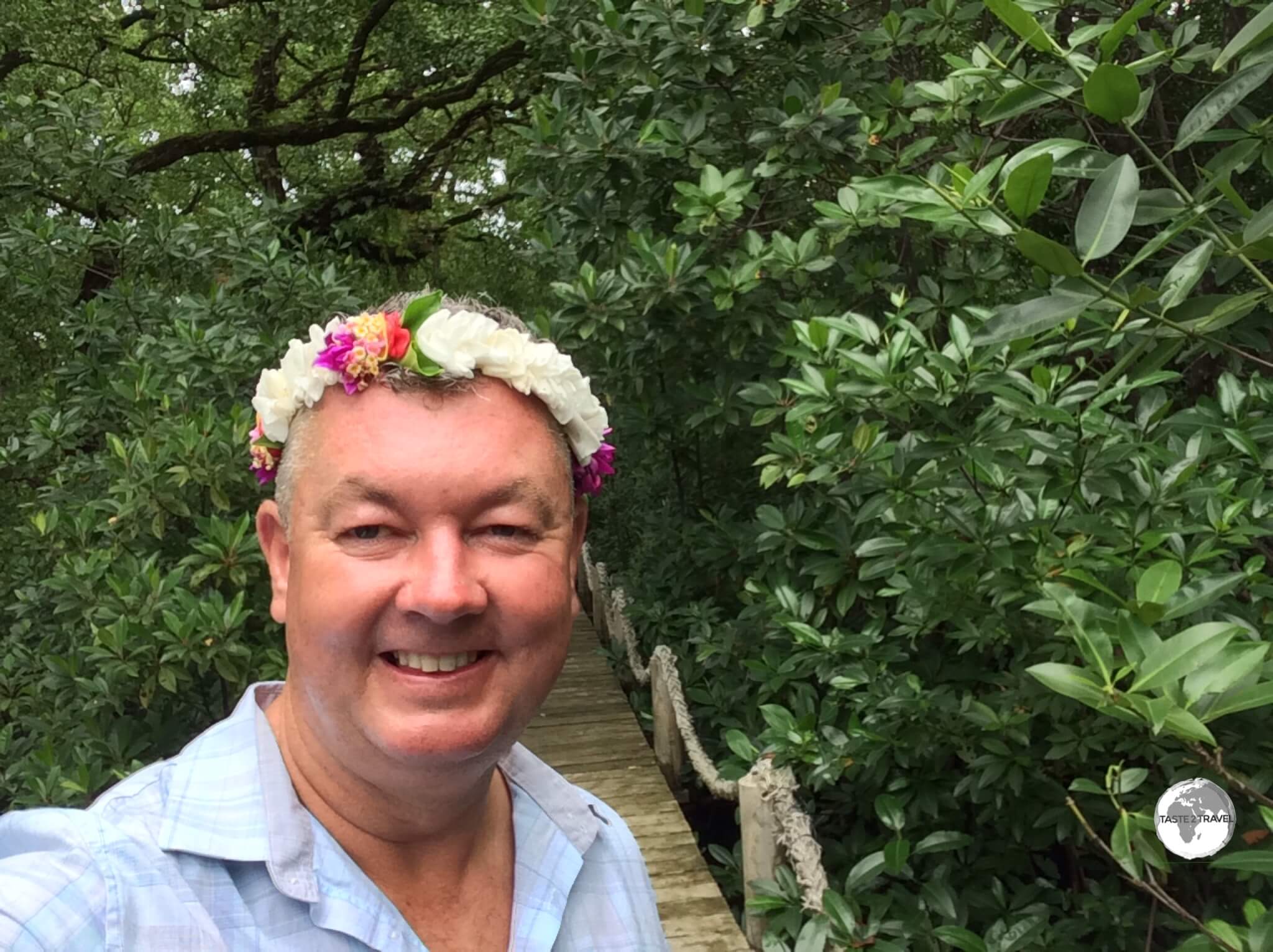 All visitors to Kosrae receive a flowery lei at the airport.