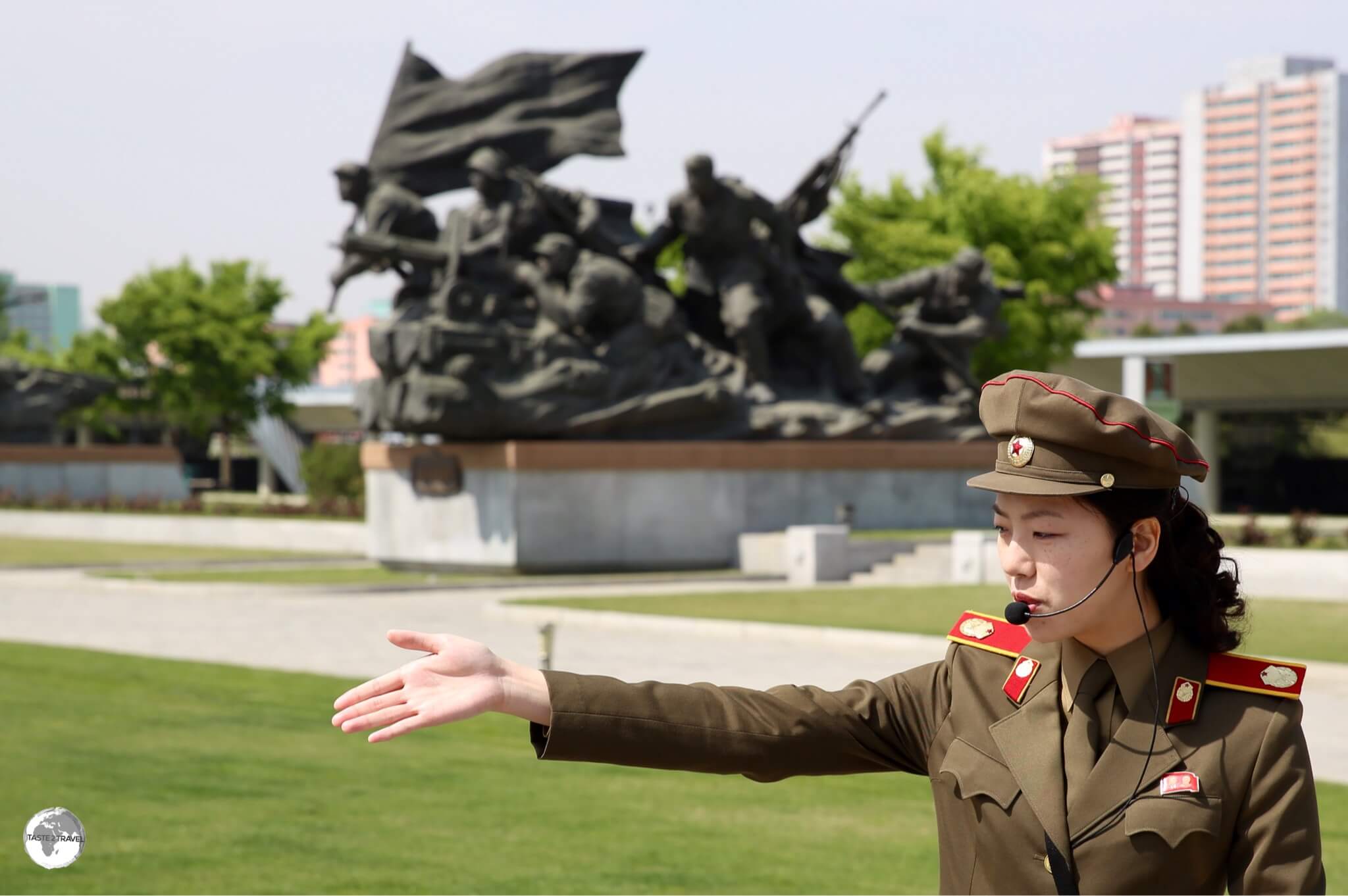 Our military guide at the <i>Victorious Fatherland Liberation War Museum</i> in Pyongyang.