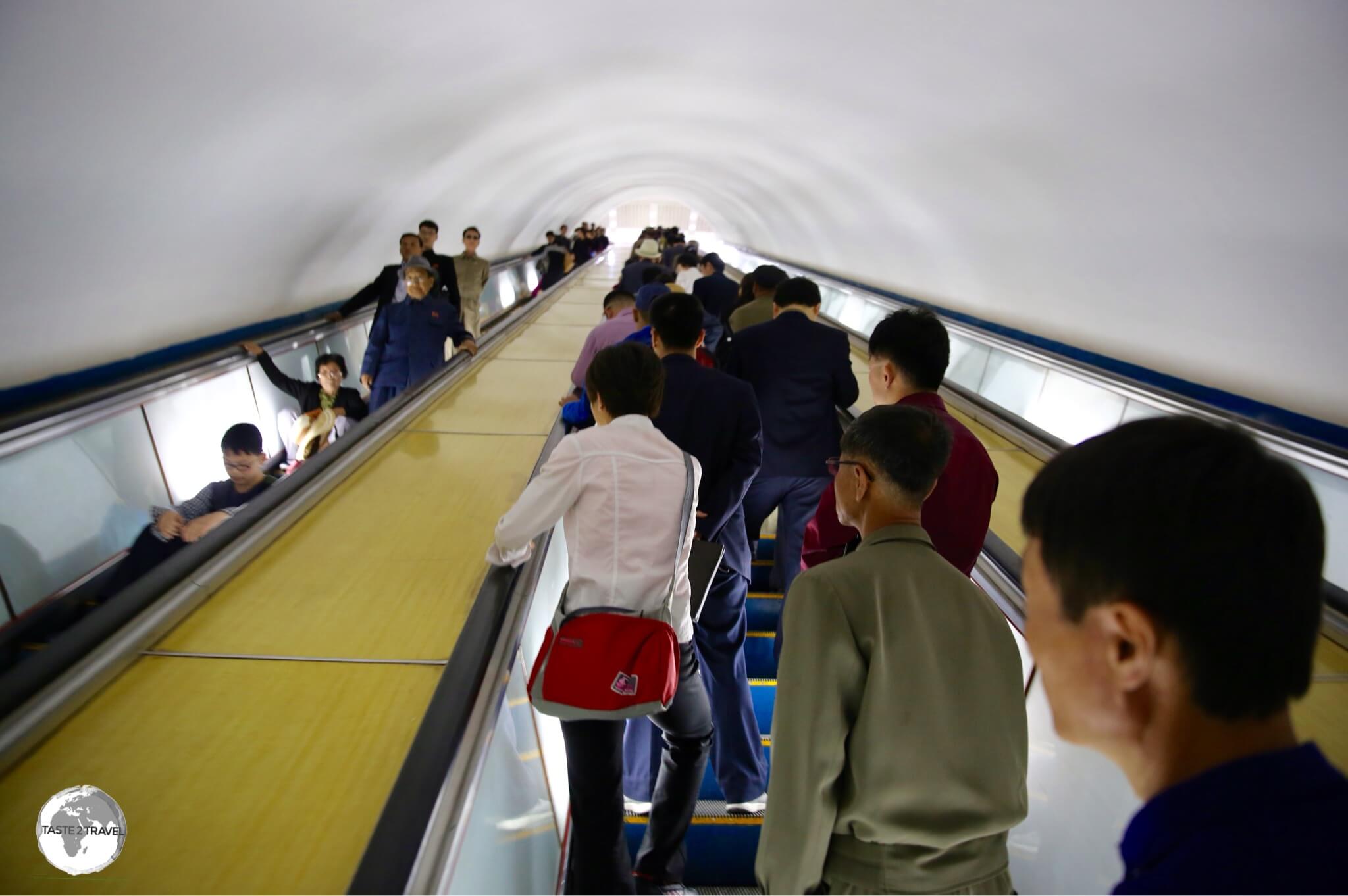 At a depth of 110 metres, the Pyongyang Metro is the deepest in the world, with extra long escalator rides allowing commuters enough time to sit and relax.