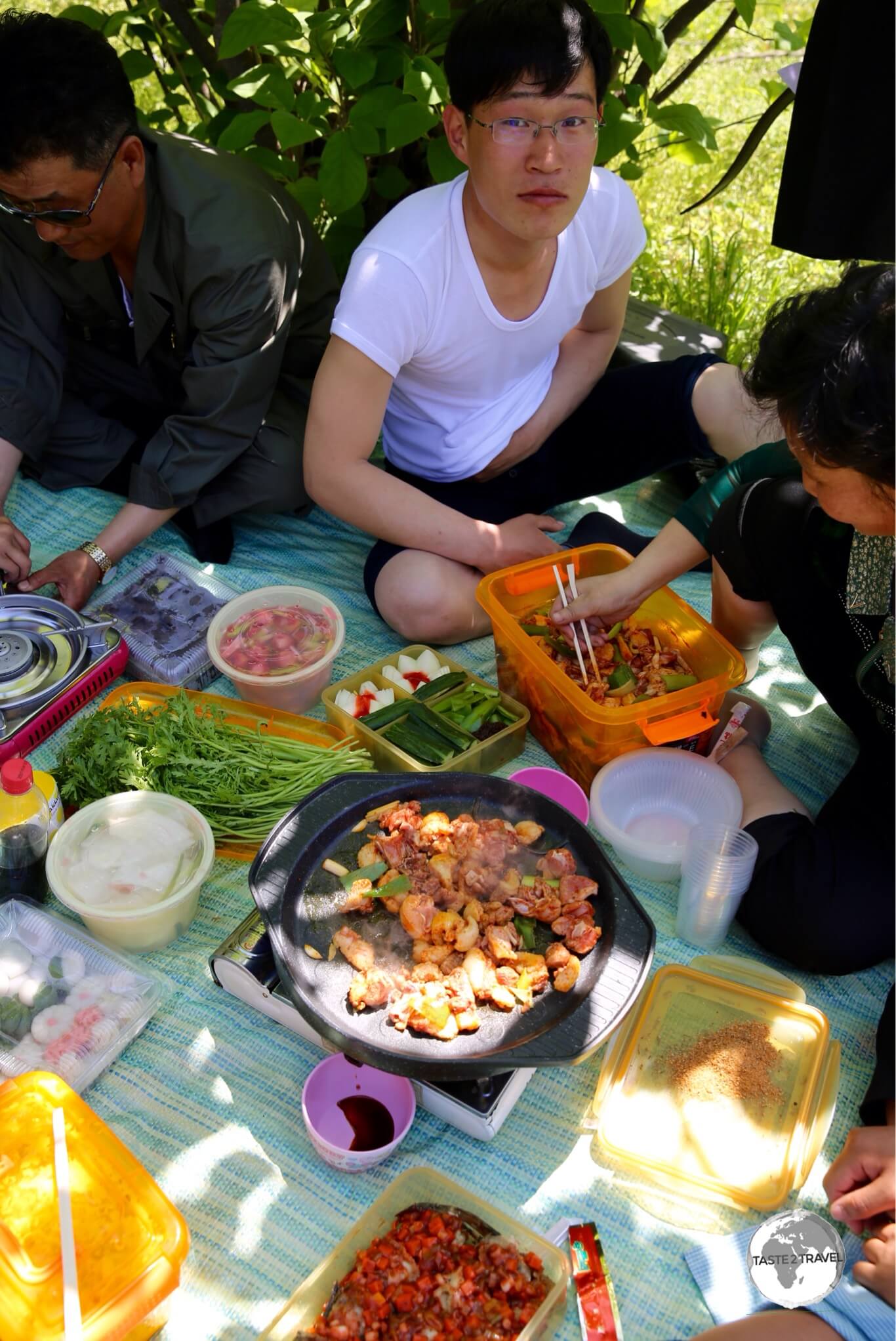 North Koreans enjoy a May day holiday picnic on Moran Hill in Pyongyang. 