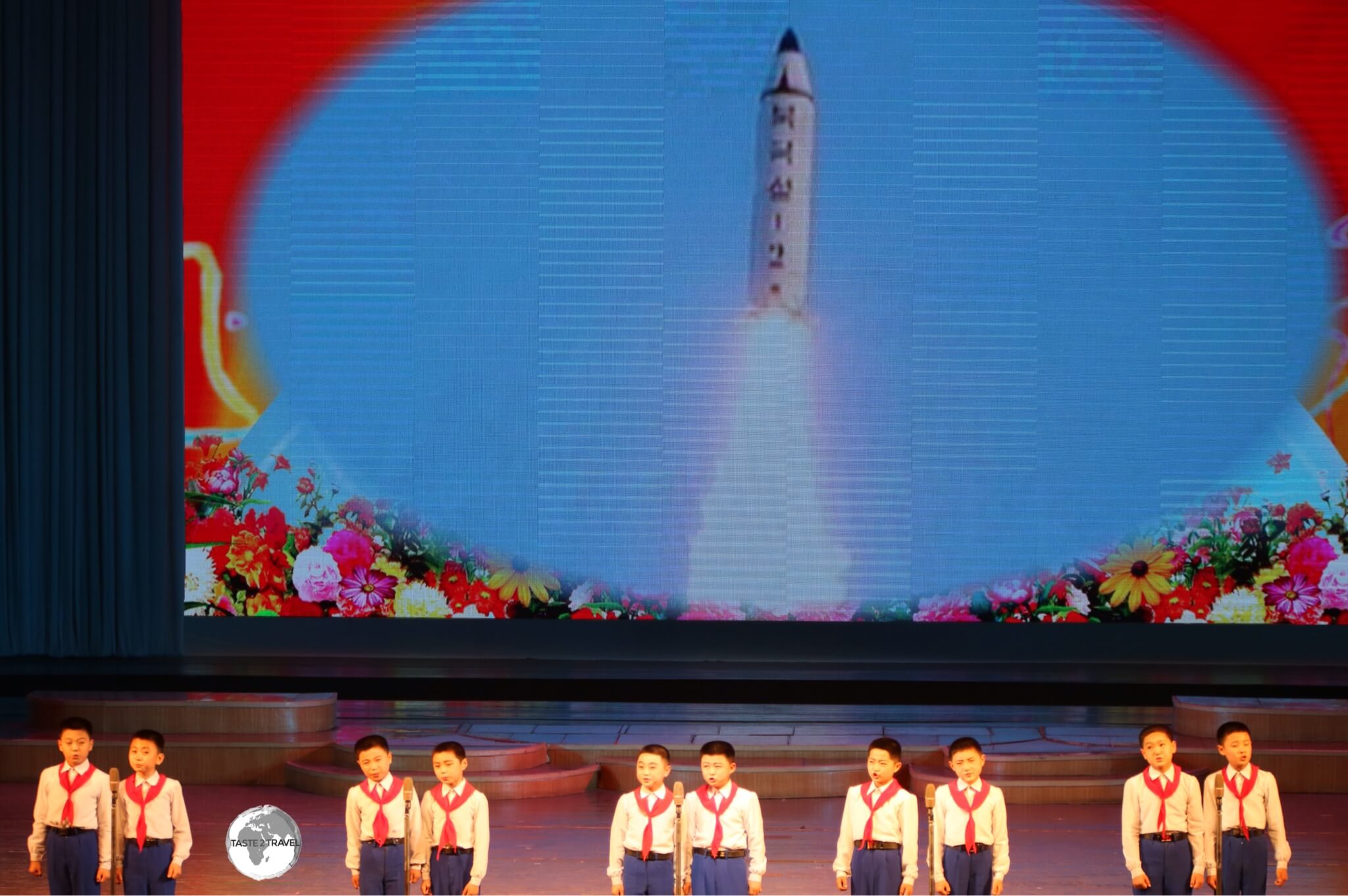 Nothing like a North Korean rocket launch to enhance a children's performance at the Mangyongdae Schoolchildren’s Palace in Pyongyang.