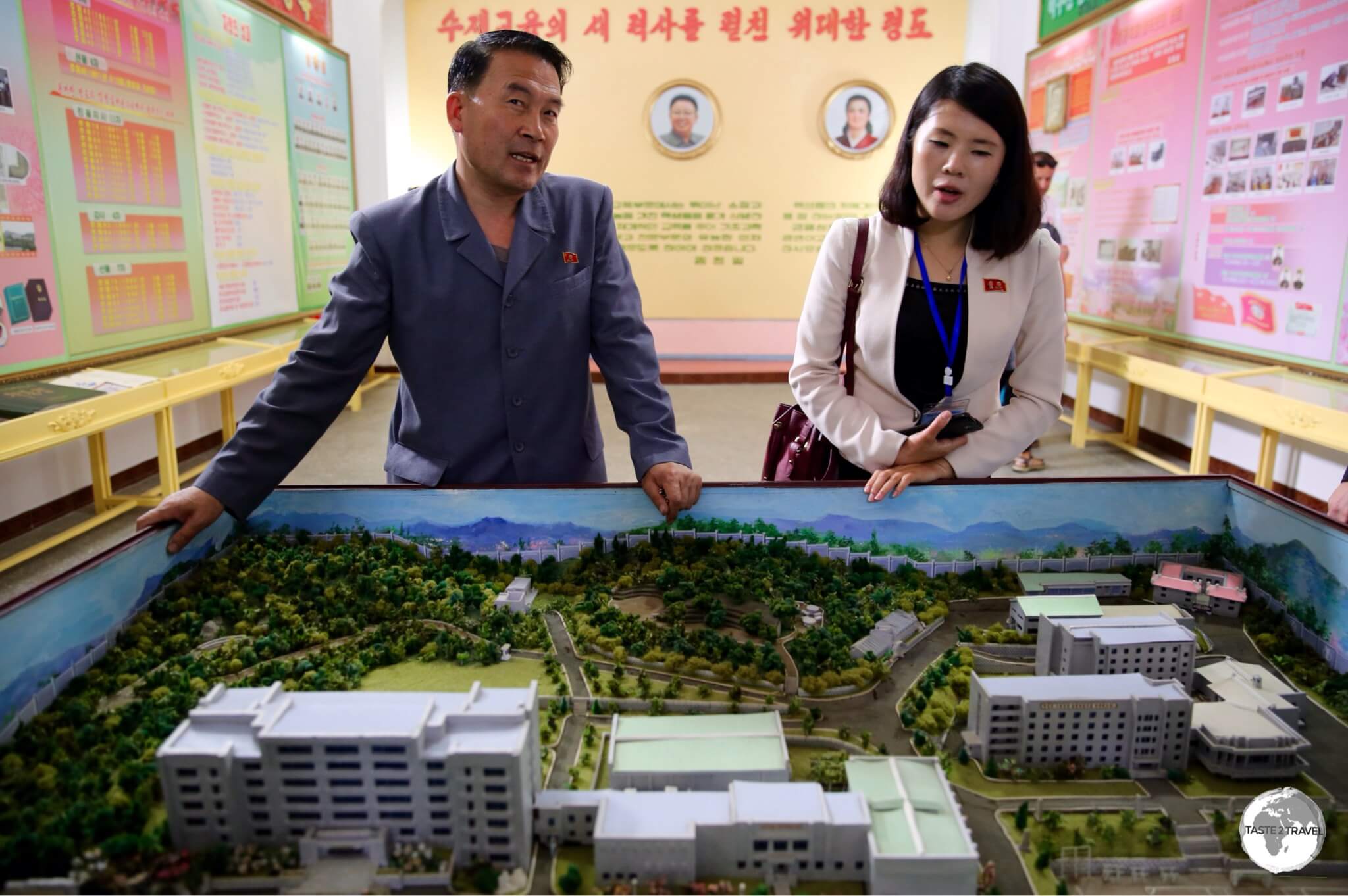 The principal showing us a 'model' of the model school - the <i>Kim Jong Suk Middle School Number 1</i> in Phyongsong.