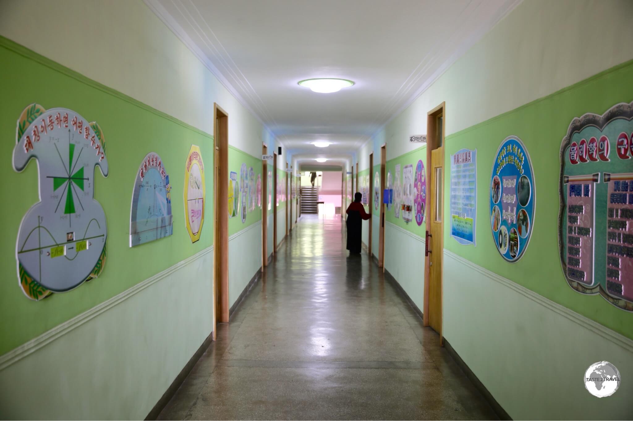 The spotlessly clean corridor inside the <i>Kim Jong Suk Middle School Number 1</i> in Phyongsong.