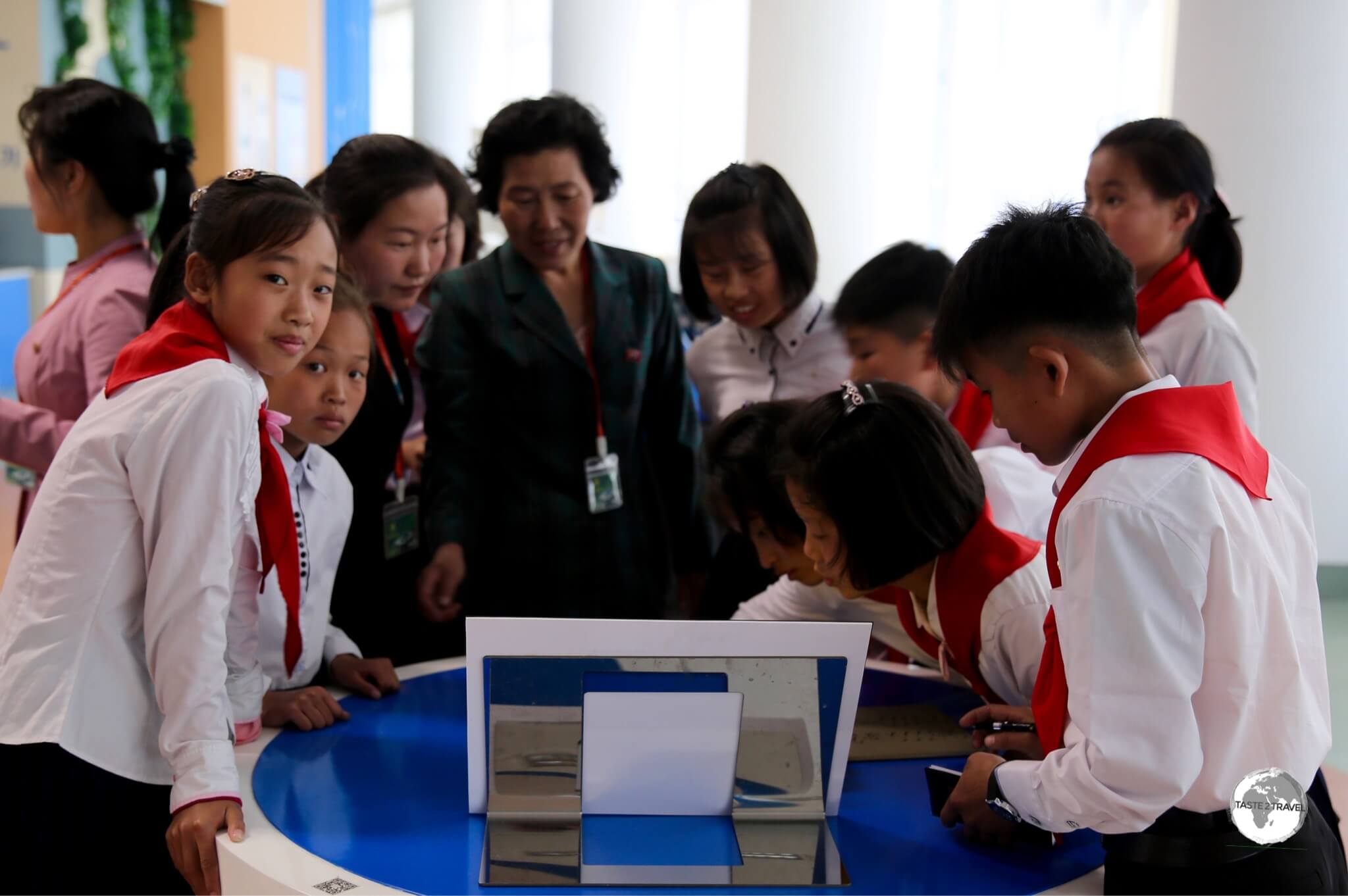 A school group at the DPRK Sci-Tech Complex in Pyongyang.