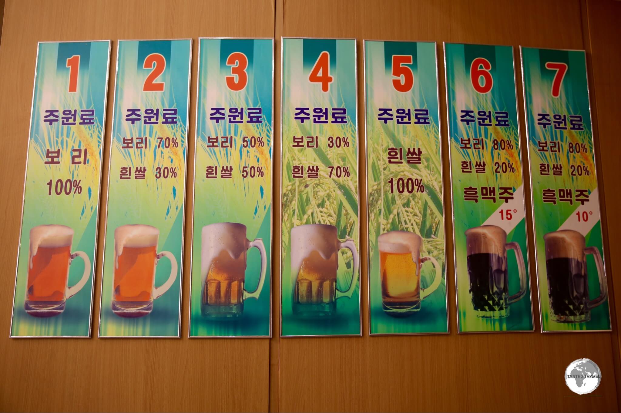 The craft beer selection at Taedonggang Brewery #3 in Pyongyang.