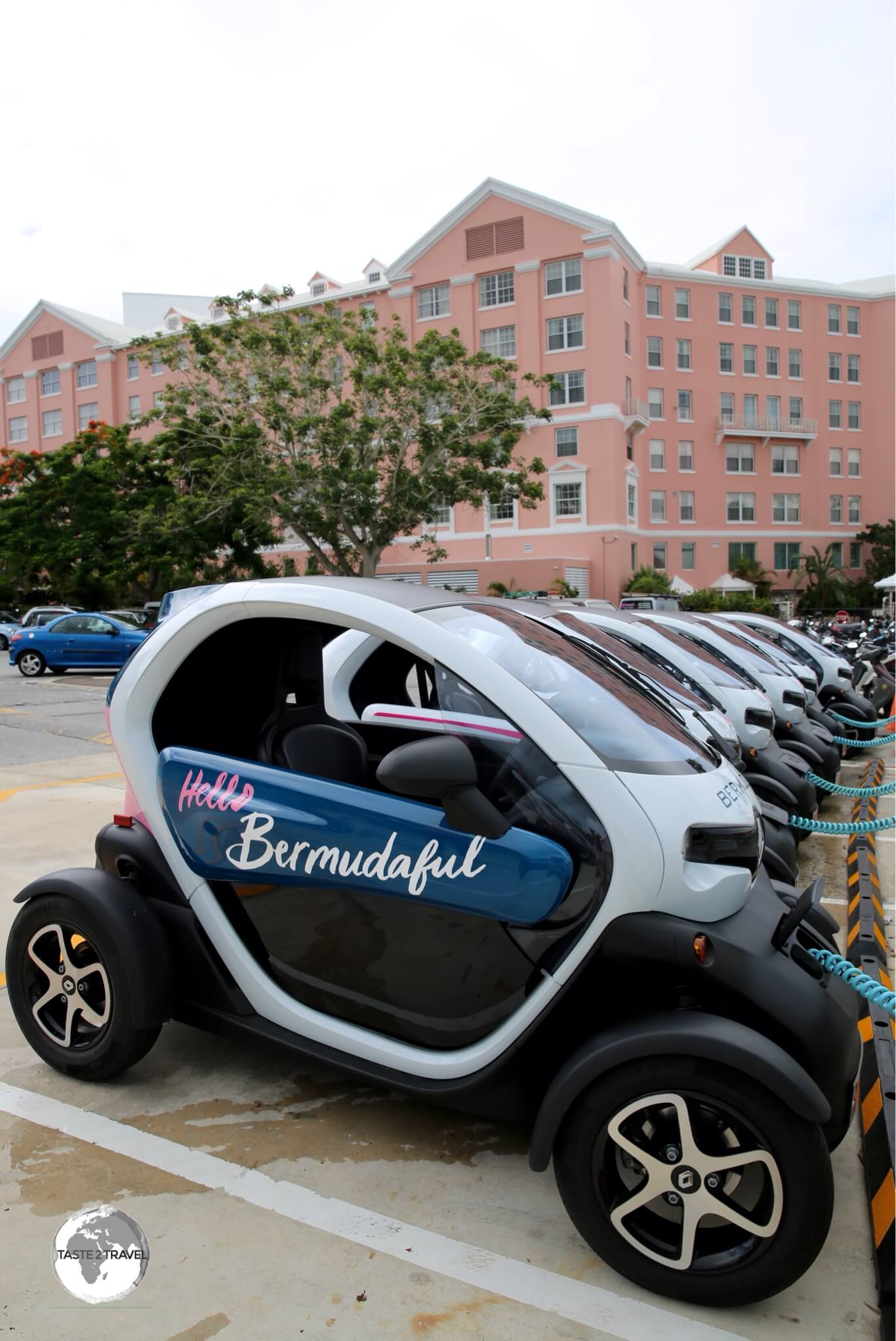 A fleet of Renault Twizy's, at the Hamilton Princess Hotel in Bermuda. 