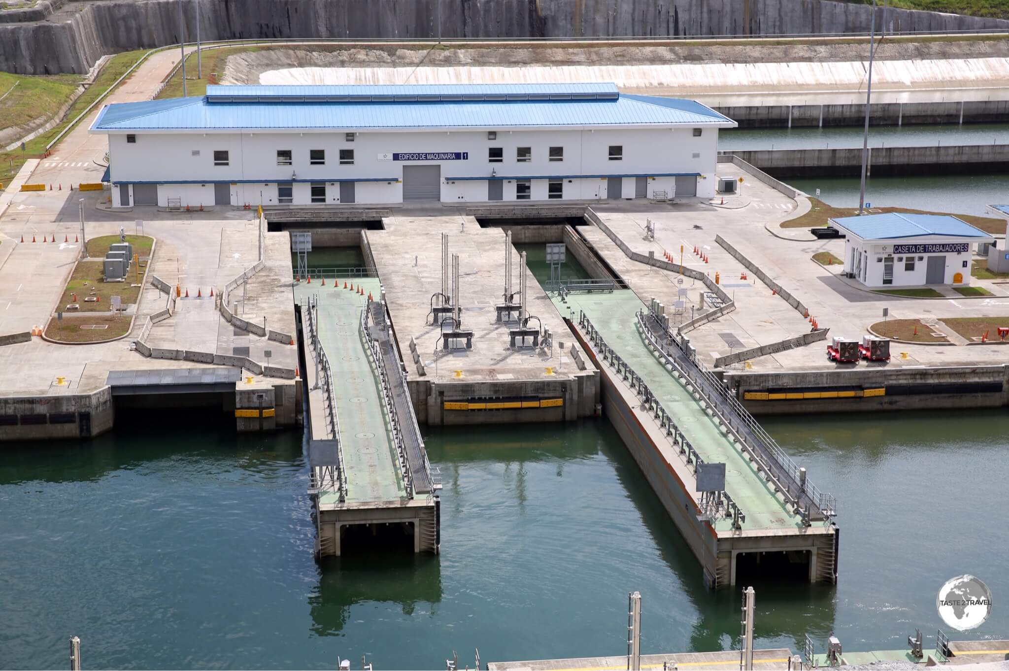 The 'sliding' gates on the newly expanded Lake Gatun locks.