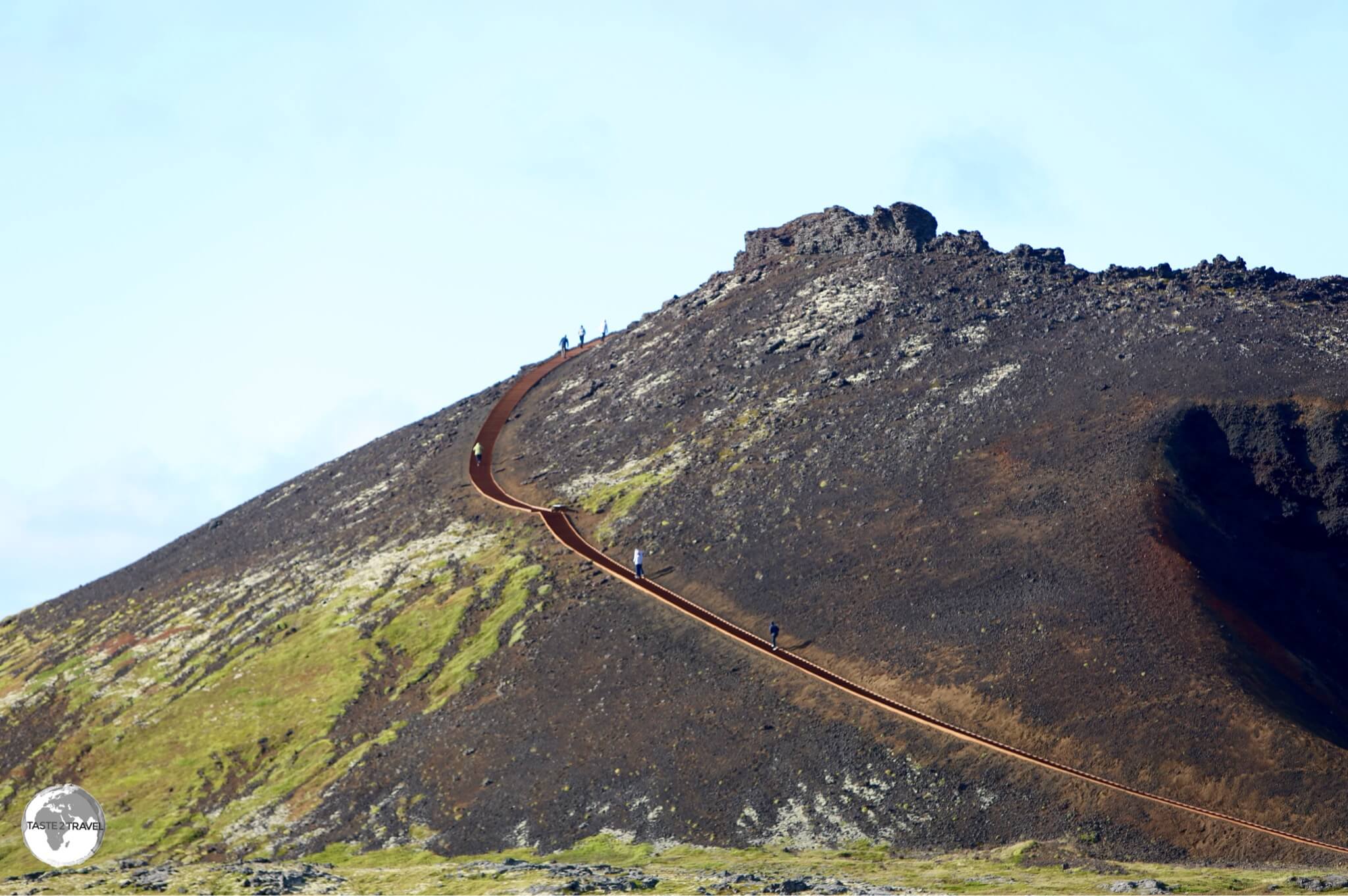 The perfectly shaped Saxholl Crater has a stairway leading to it's summit. 