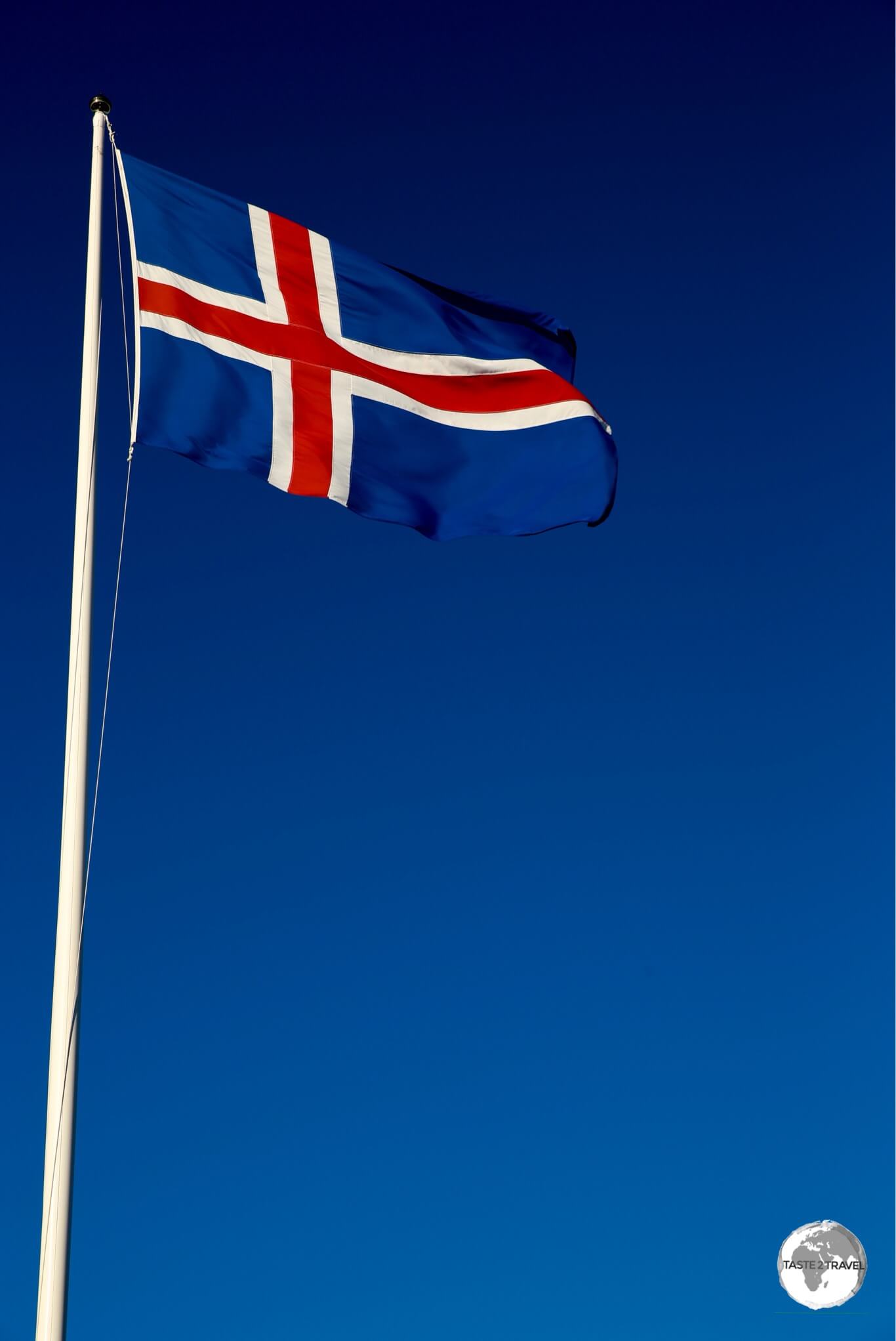 The flag of Iceland flying in Reykjavík.