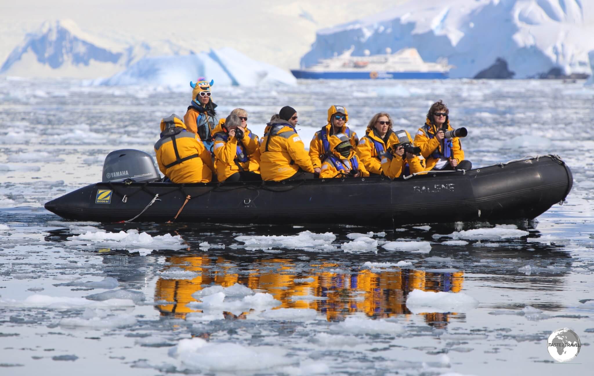 An early morning Zodiac sea excursion in the Graham passage.