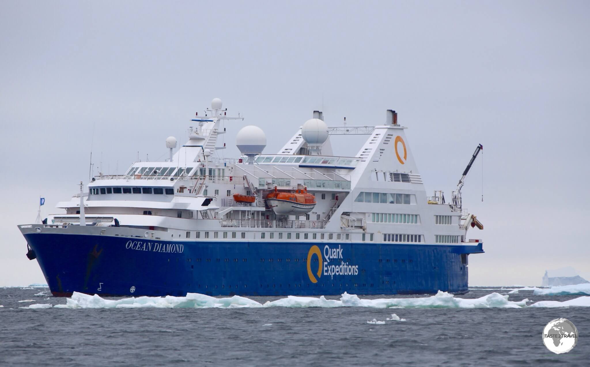 The <i>Ocean Diamond</i> moored offshore from Adelaide island.