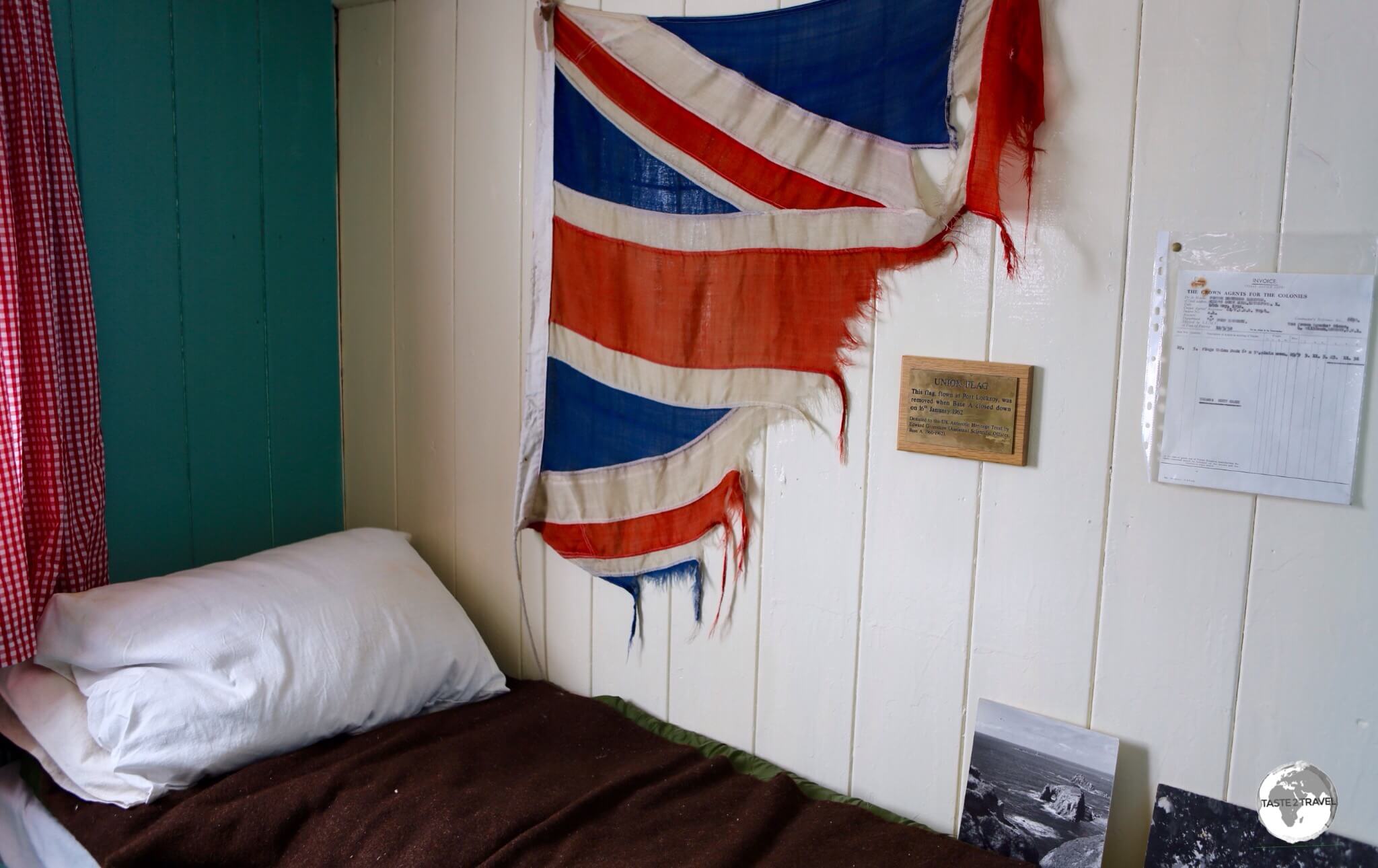 The former sleeping quarters at <i>Base A</i> are now part of the museum displays inside Bransfield house, Port Lockroy.