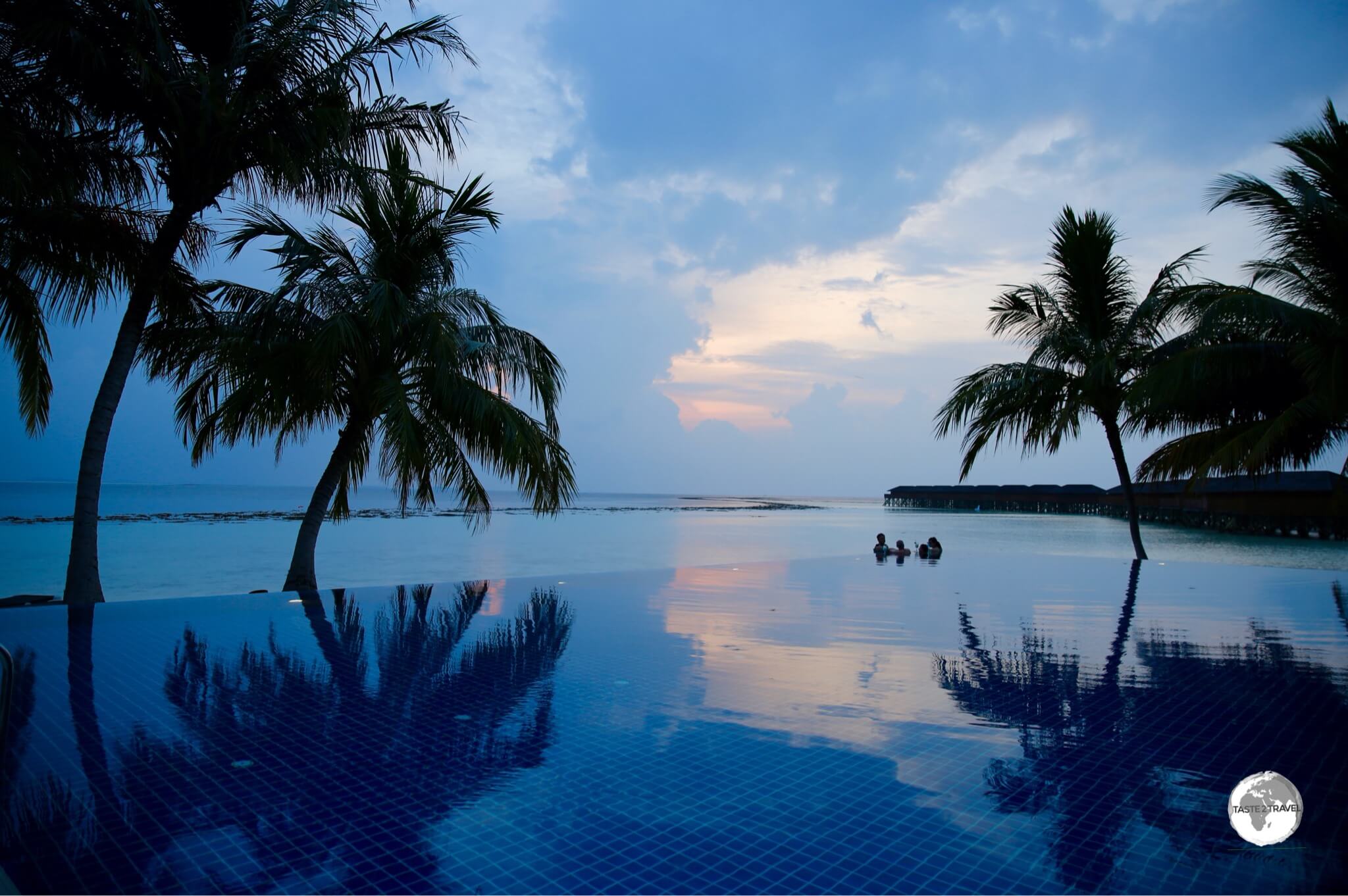 Sunset viewed from the <i>Sunset pool </i> at Vilamendhoo Island Resort and Spa.