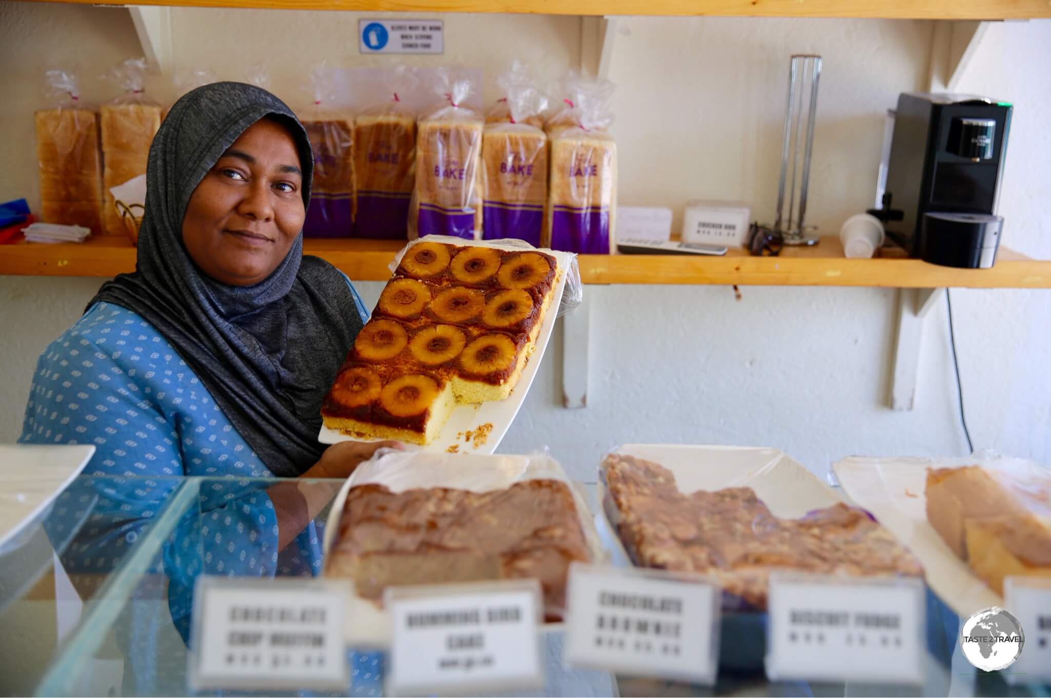 Suzy is the proud owner of the 'Fine Bake' bakery, the best bakery on Maafushi Island which is renown for its 'pineapple upside down' cake.