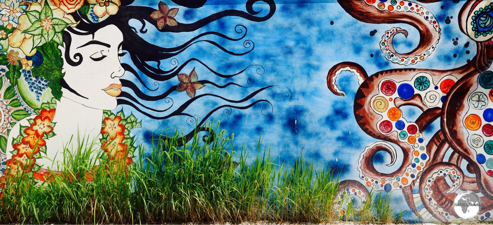 Colourful street art on Maafushi Island.