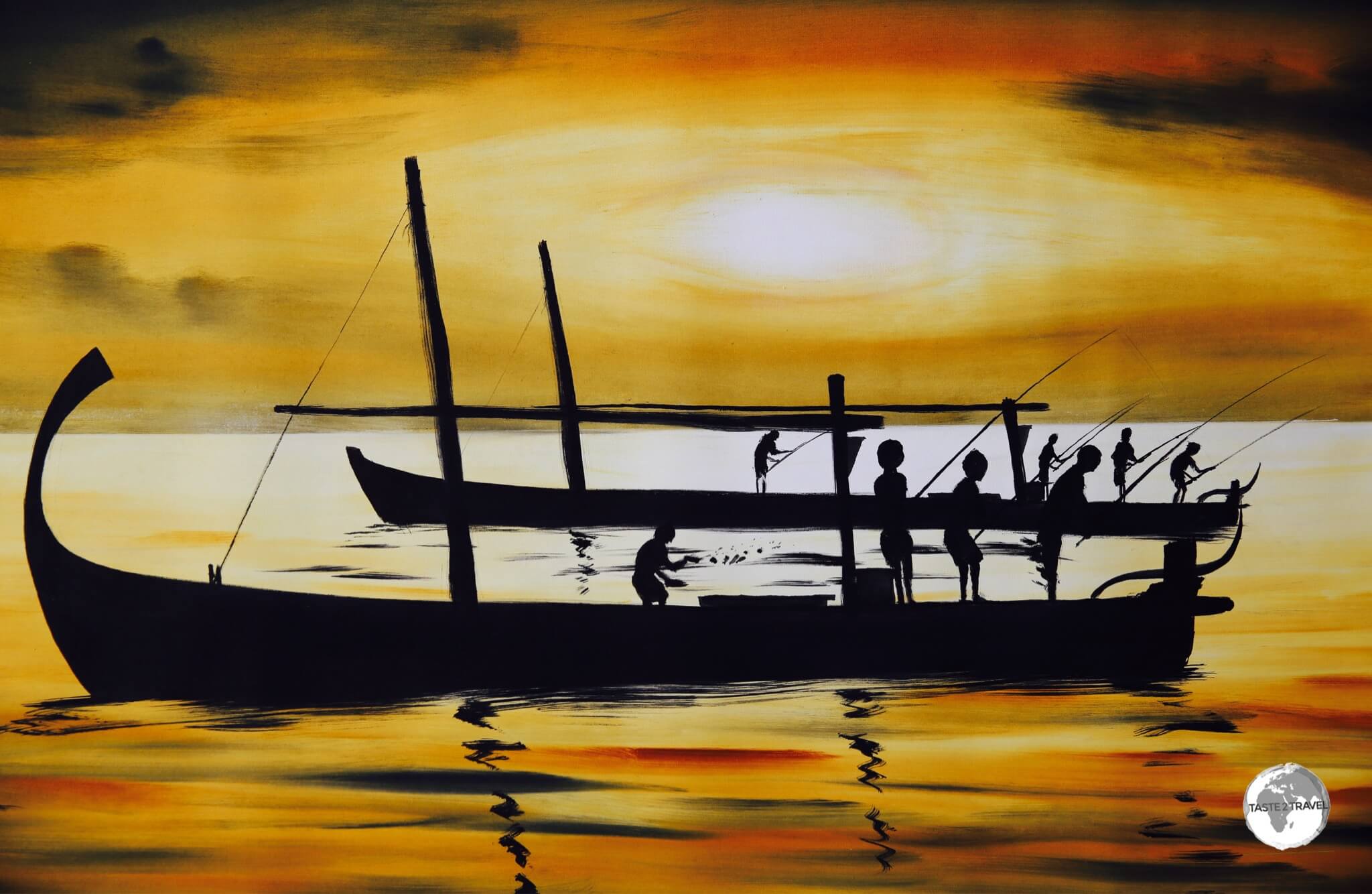 Maldivian sunset by Maafushi Island artist - Ibrahim Shinaz.