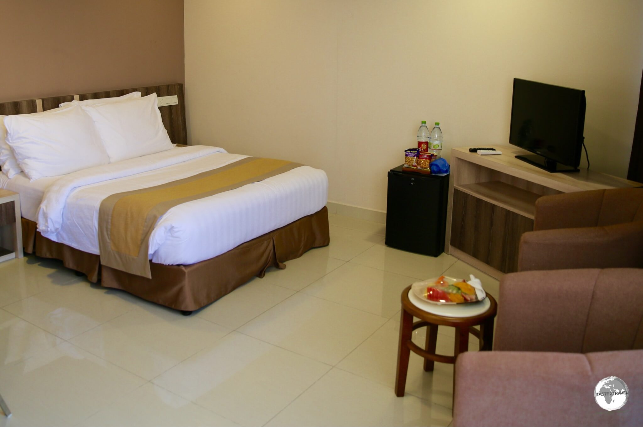 The spacious and quiet rooms at the Champa Central hotel in central Malé offer a welcome respite from the over-crowded streets outside.