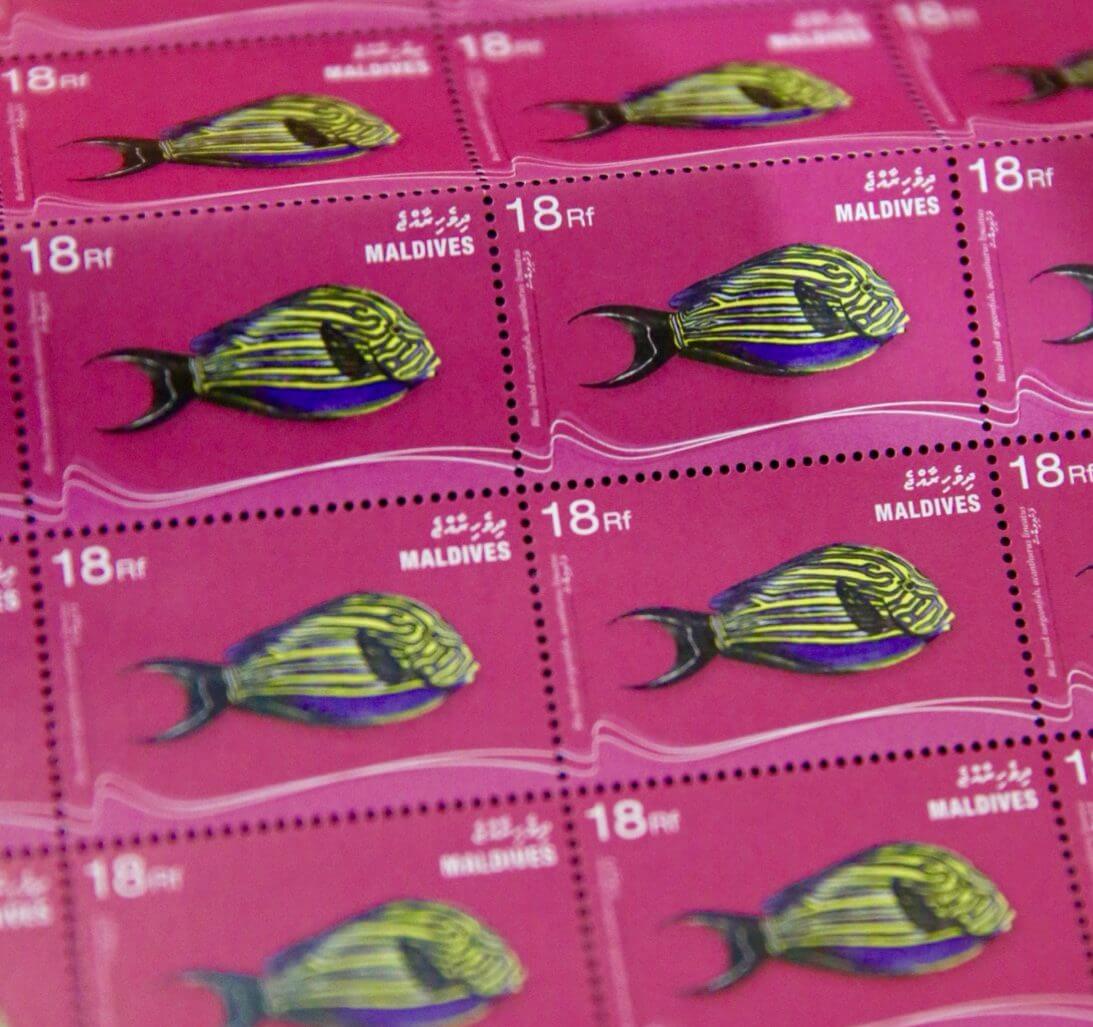 Colourful fish are a common theme on Maldivian stamps.