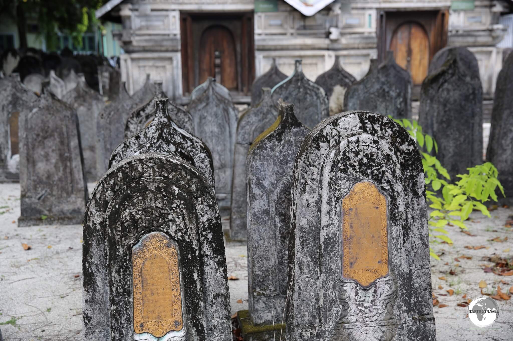 Coral tombstones at the Friday mosque cemetery.